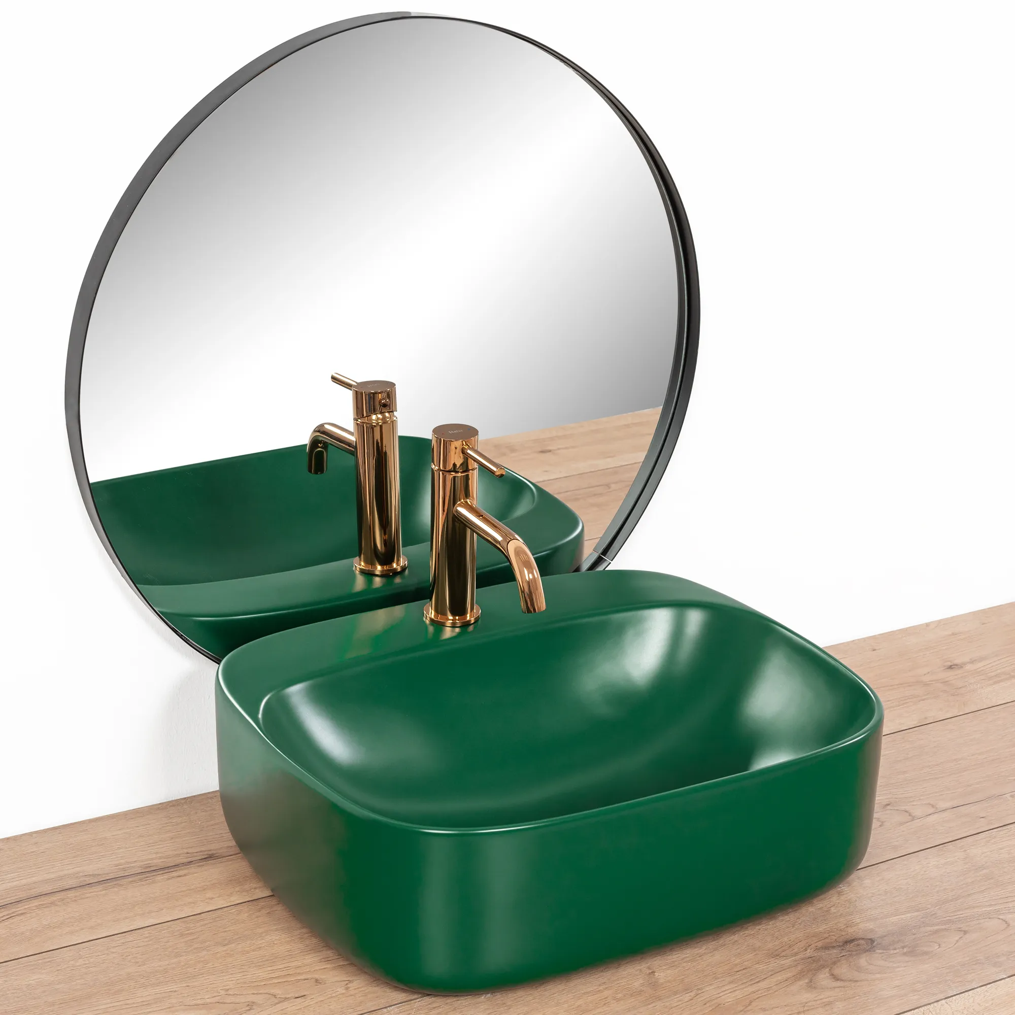 Lavoar baie pe blat formă pătrată lungime 42 cm culoare verde mat model Luiza Green Mat [2]