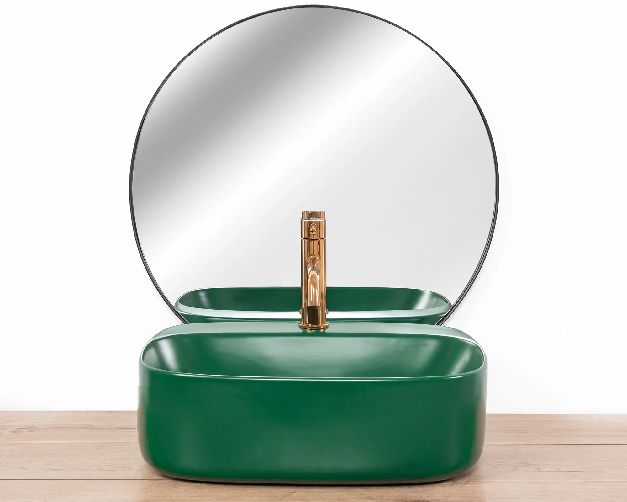 Lavoar baie pe blat formă pătrată lungime 42 cm culoare verde mat model Luiza Green Mat [4]