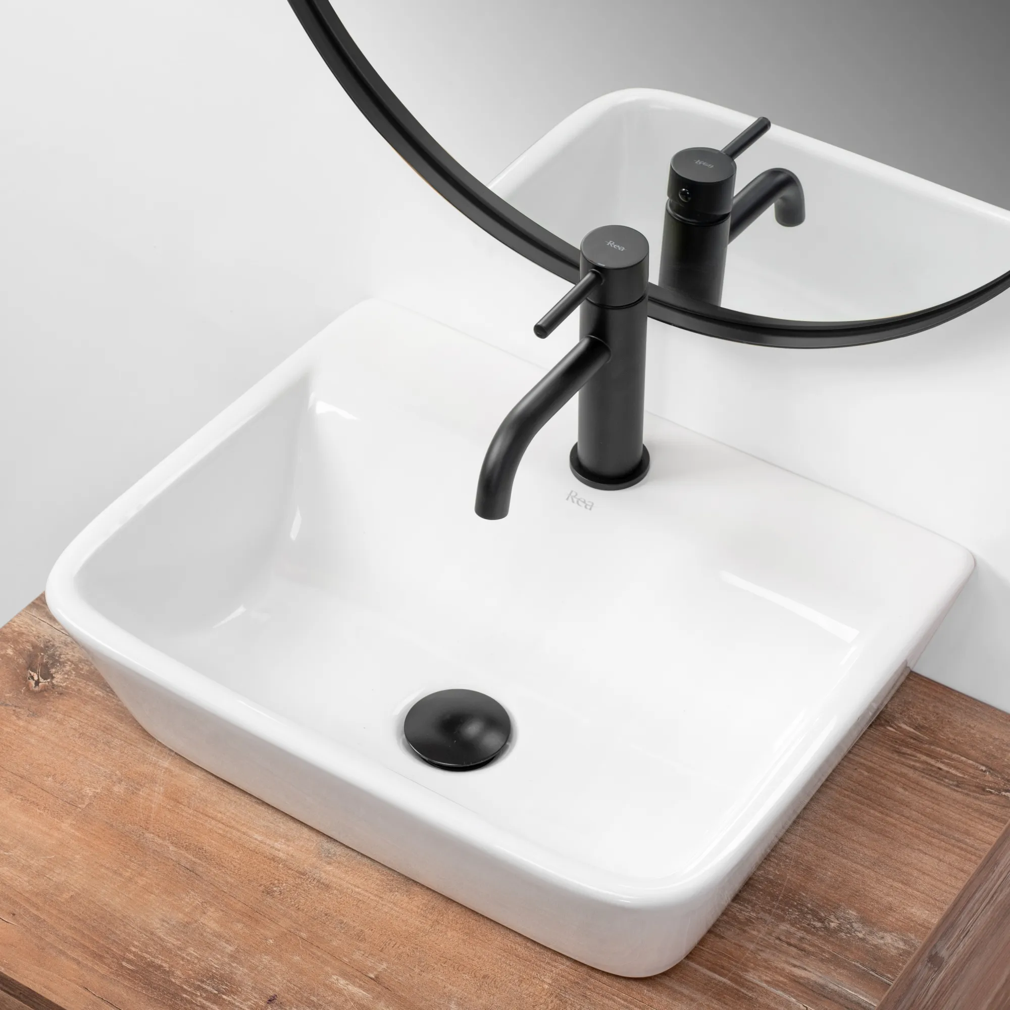 Lavoar pe blat formă dreptunghiulară lungime 45 cm culoare alb model Remi [4]
