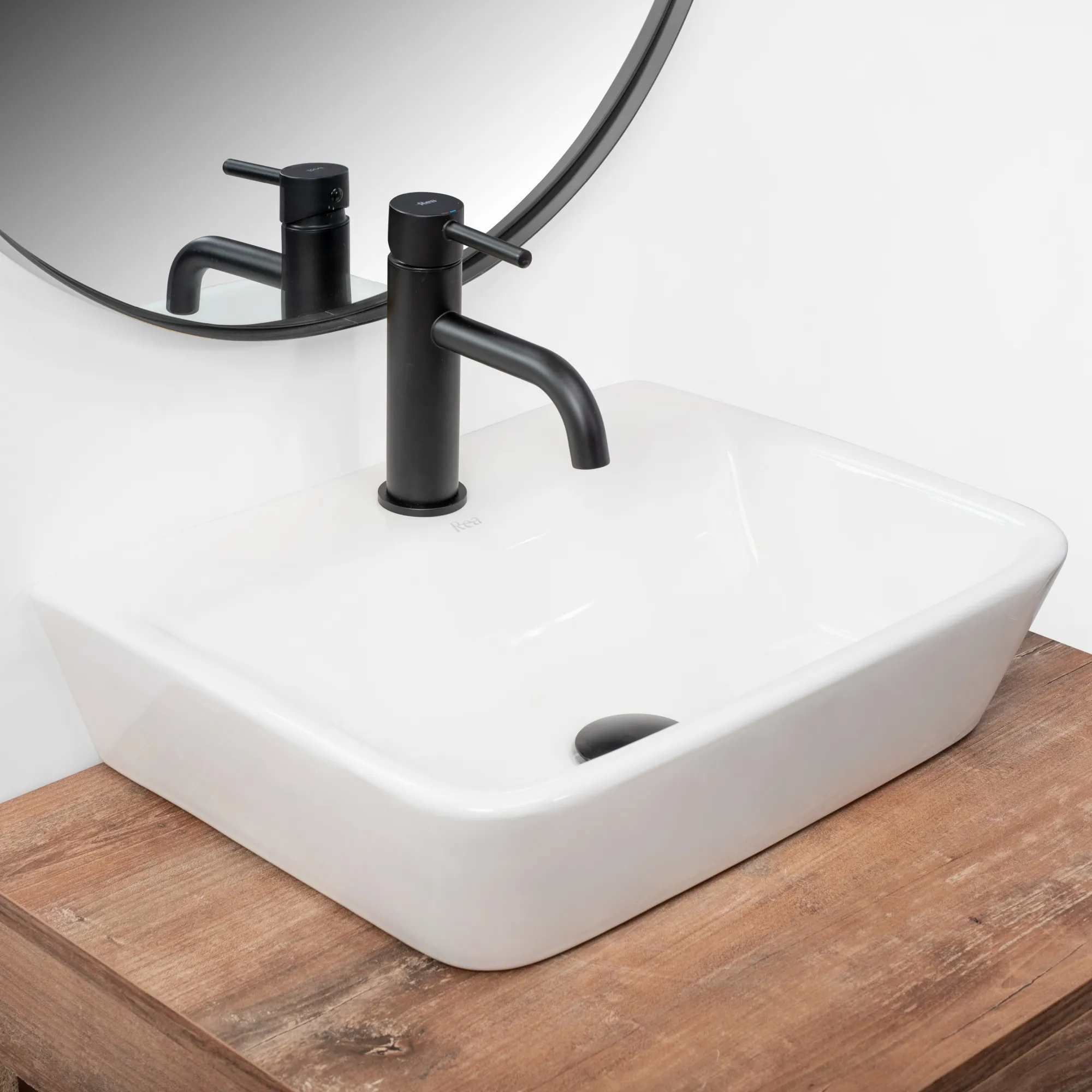 Lavoar pe blat formă dreptunghiulară lungime 45 cm culoare alb model Remi [2]
