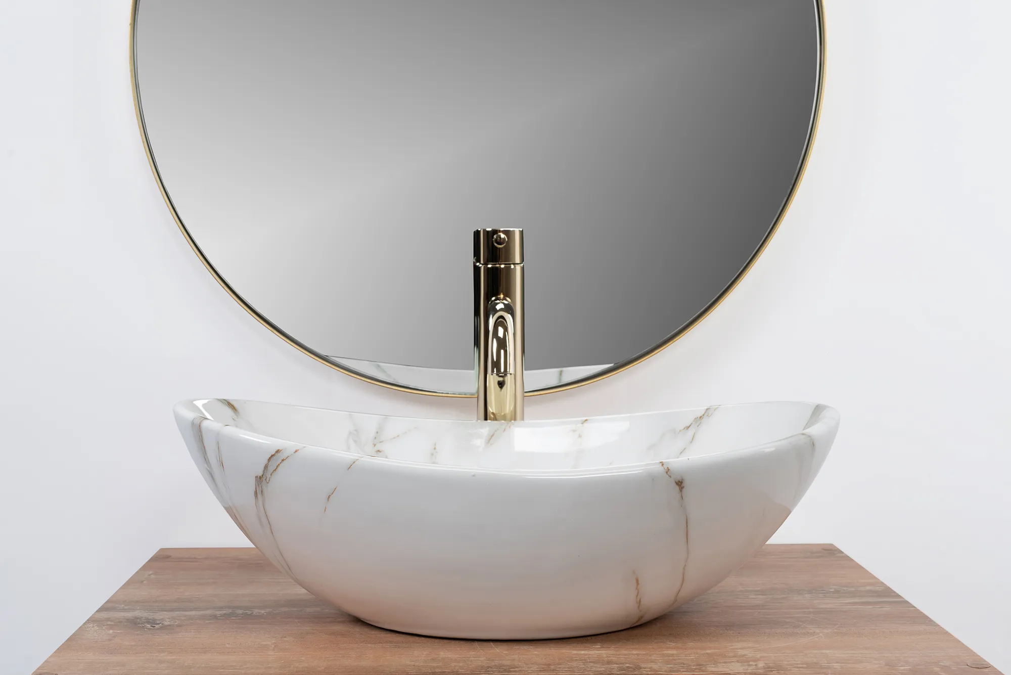 Lavoar baie pe blat formă semiovală lungime 48 cm culoare alb model Royal Mini Aiax Shiny [3]