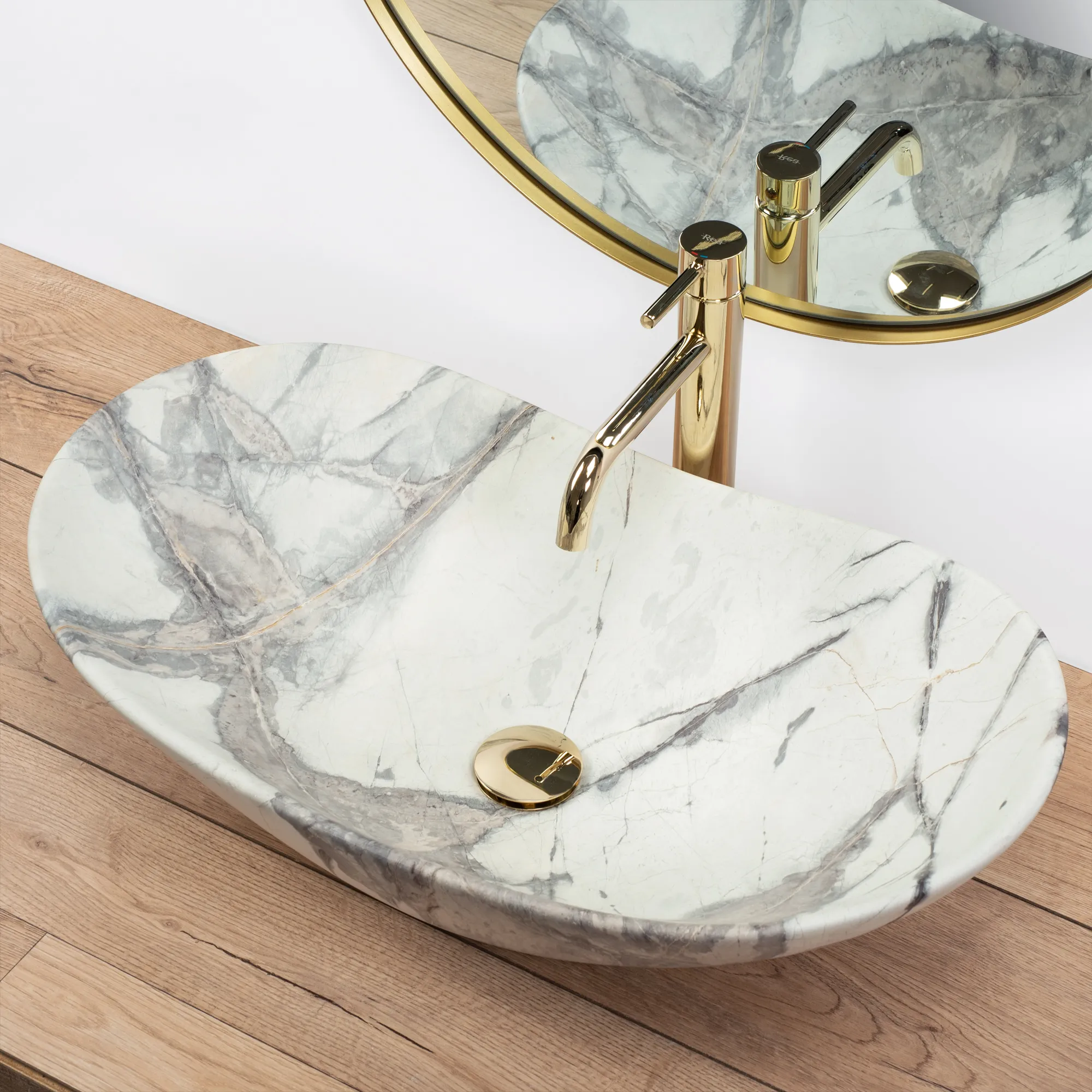 Lavoar pe blat formă semiovală lungime 62 cm culoare alb model Royal Sand [2]