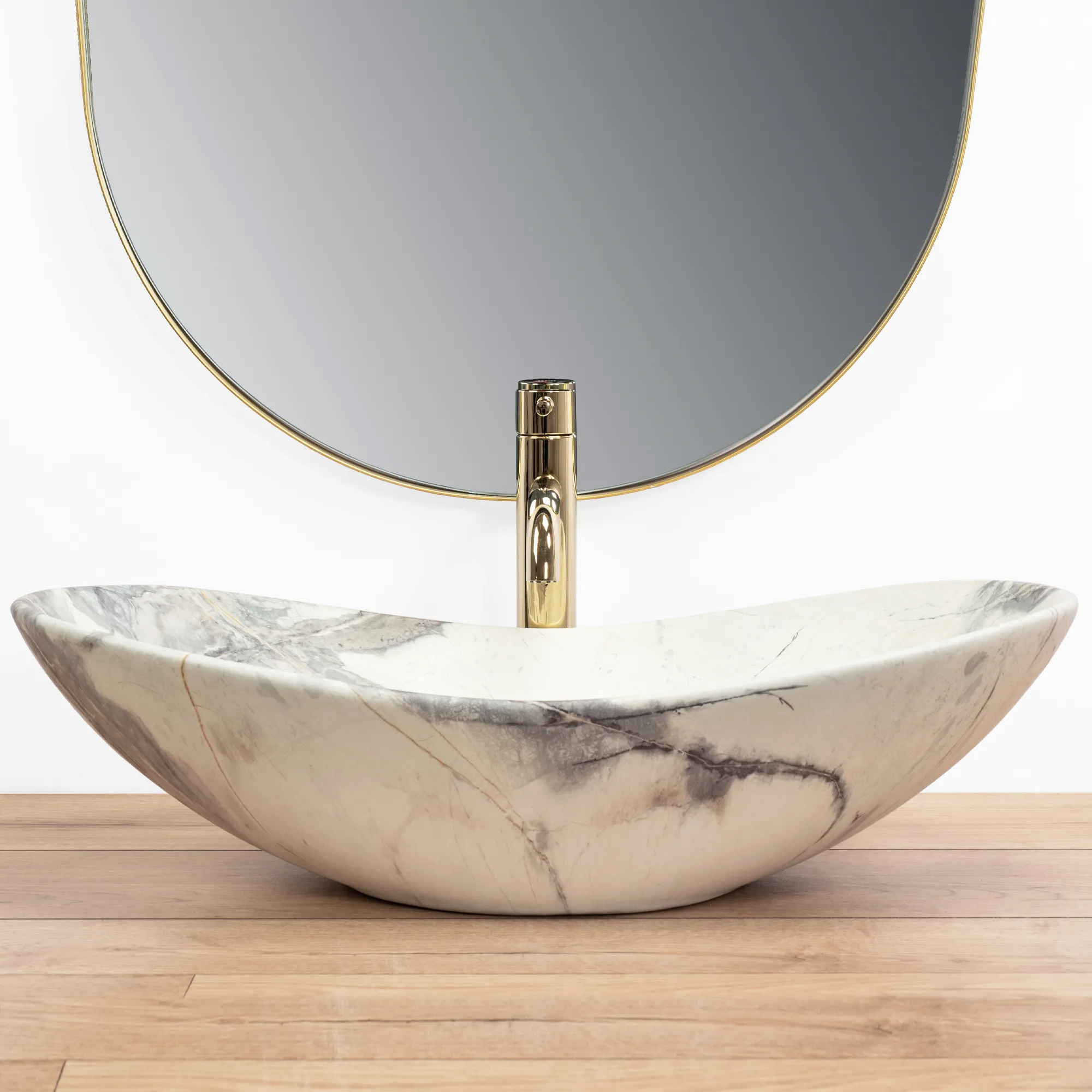 Lavoar pe blat formă semiovală lungime 62 cm culoare alb model Royal Sand [6]