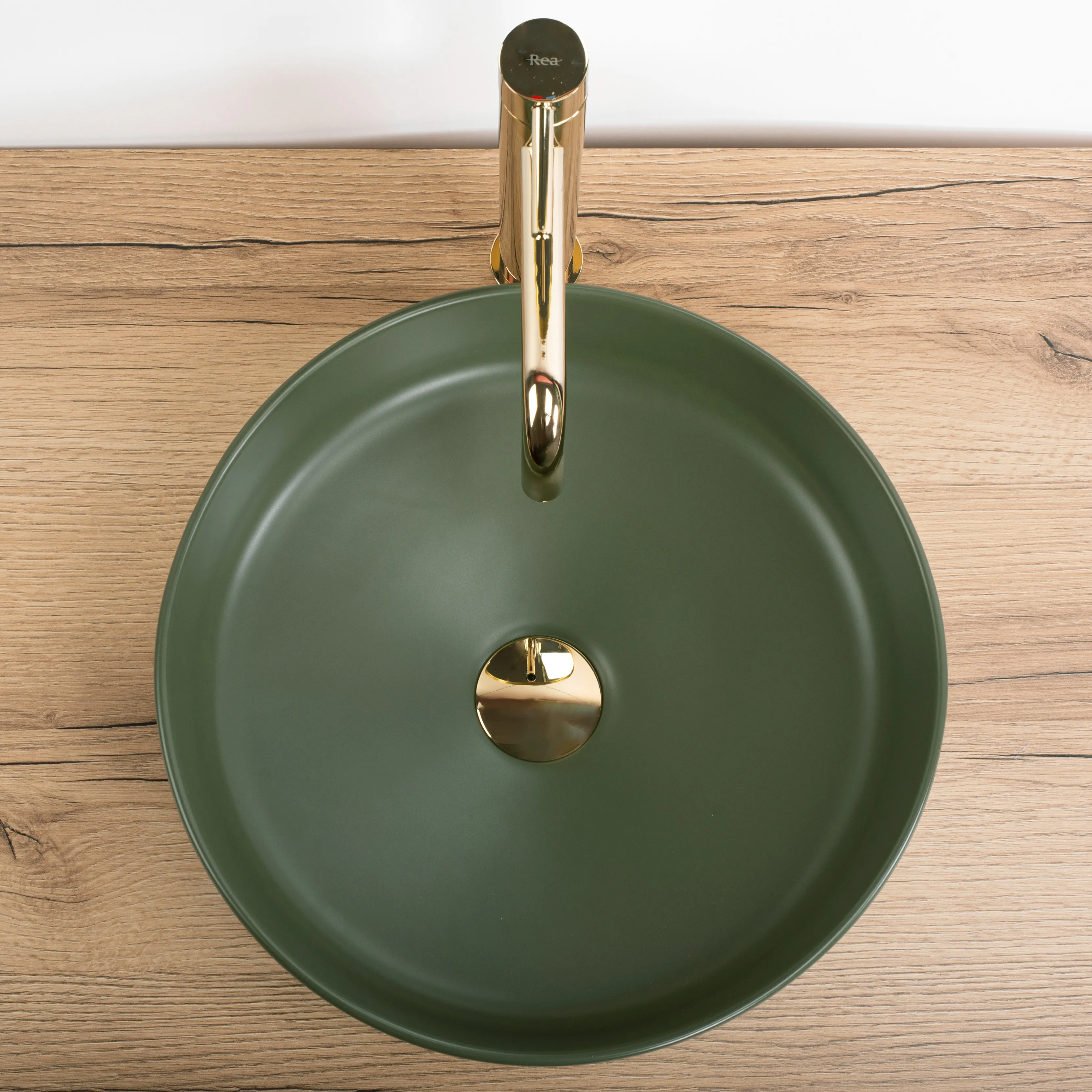 Lavoar baie pe blat formă rotundă lungime 37 cm culoare verde mat model Sami Green Mat [4]