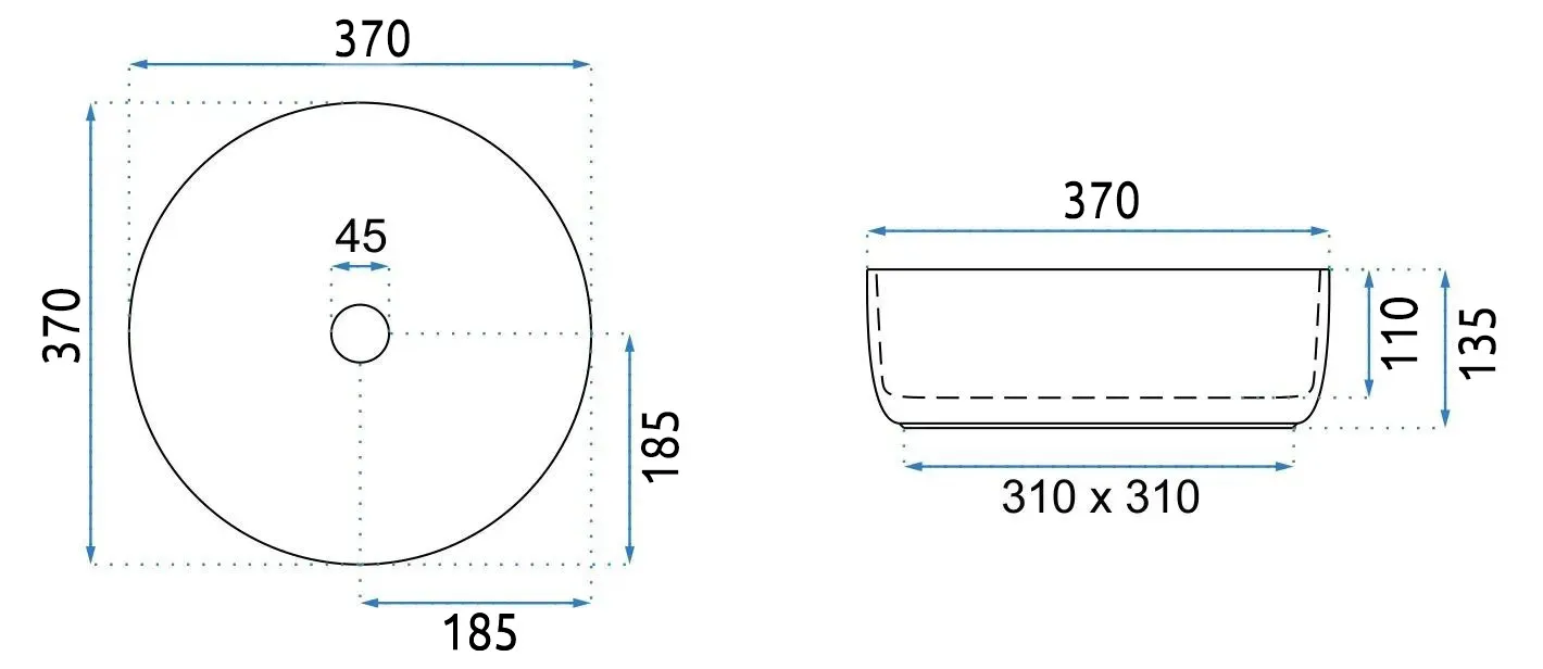 Lavoar pe blat formă rotundă lungime 37 cm culoare portocaliu model Sami Terra Mat [6]