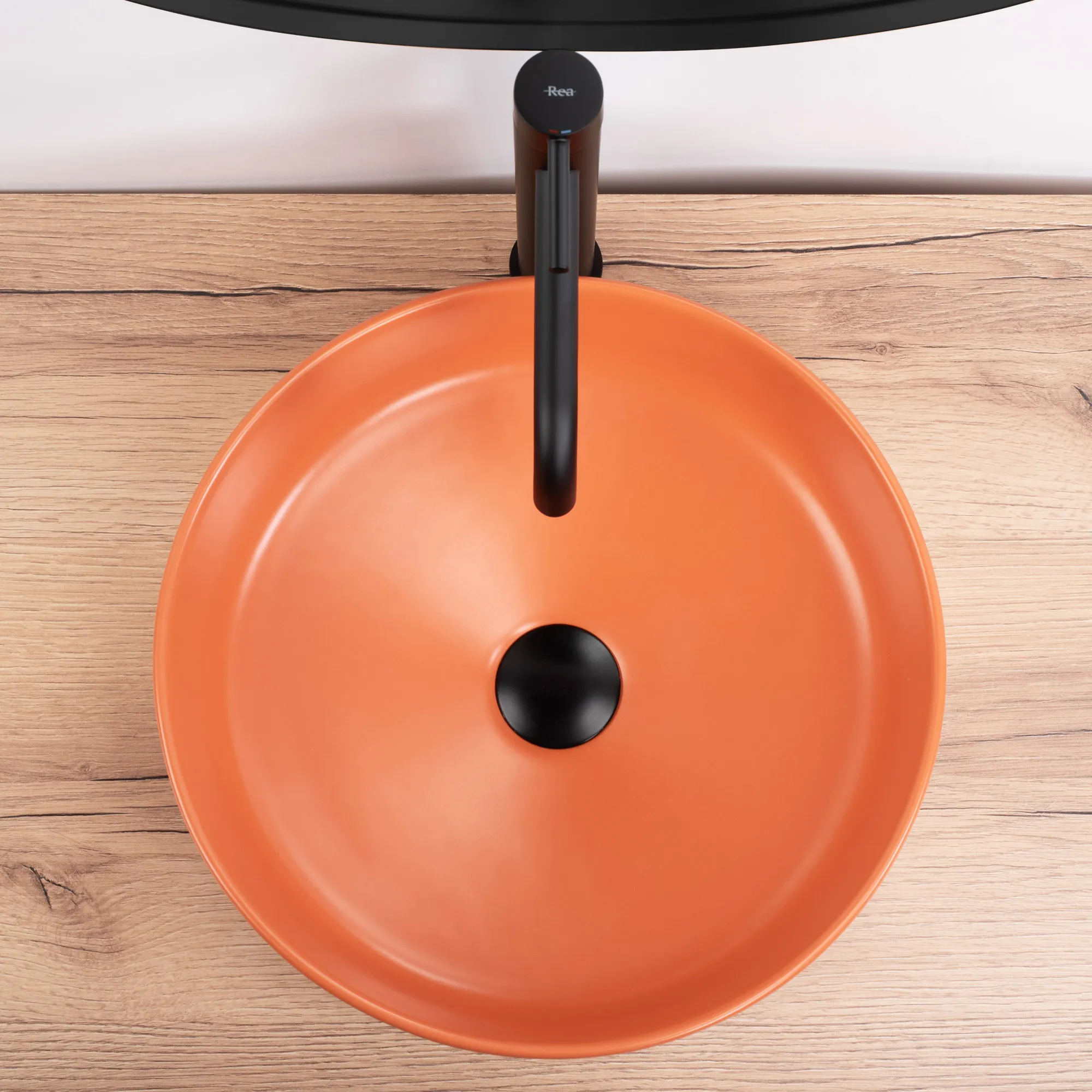 Lavoar pe blat formă rotundă lungime 37 cm culoare portocaliu model Sami Terra Mat [4]