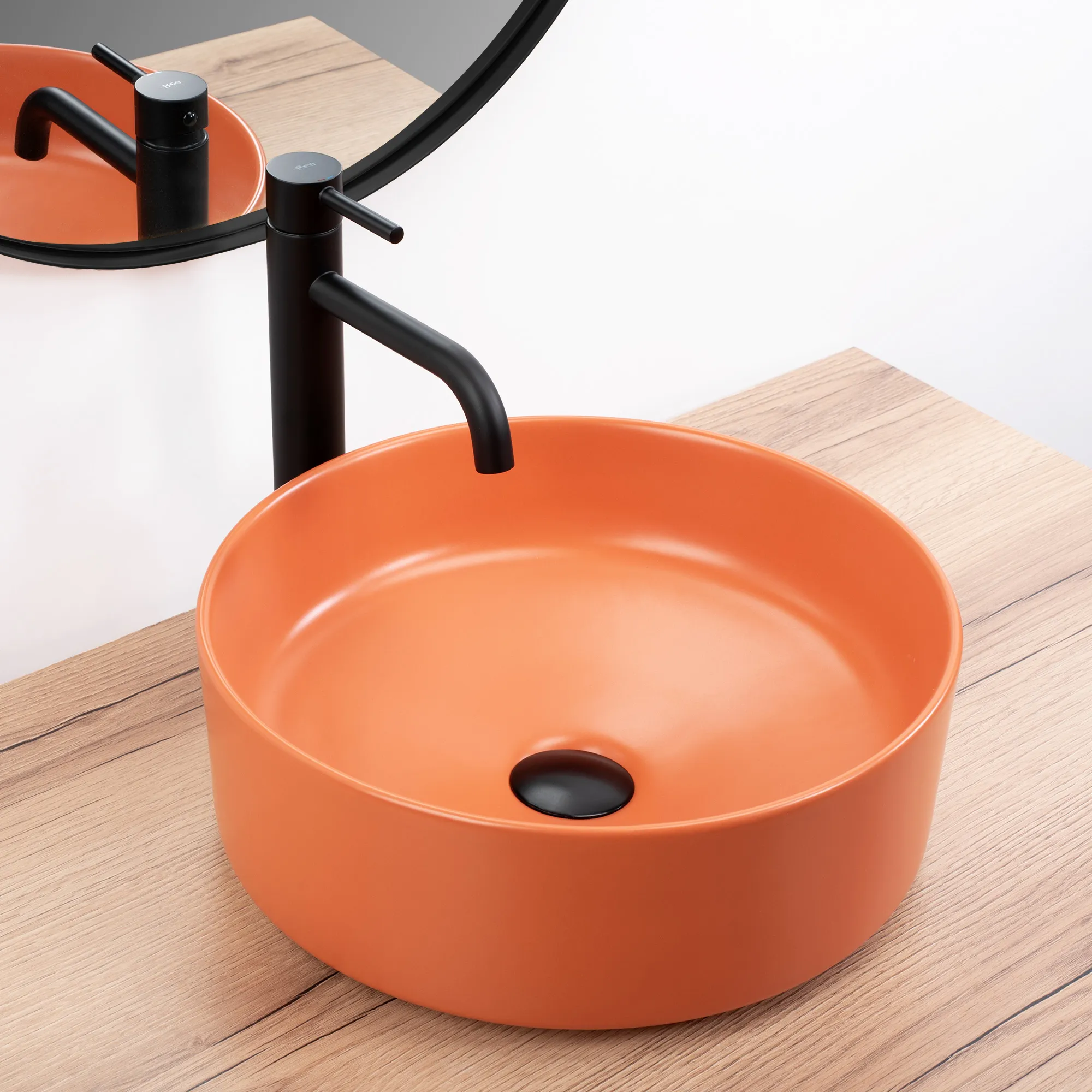 Lavoar pe blat formă rotundă lungime 37 cm culoare portocaliu model Sami Terra Mat [2]