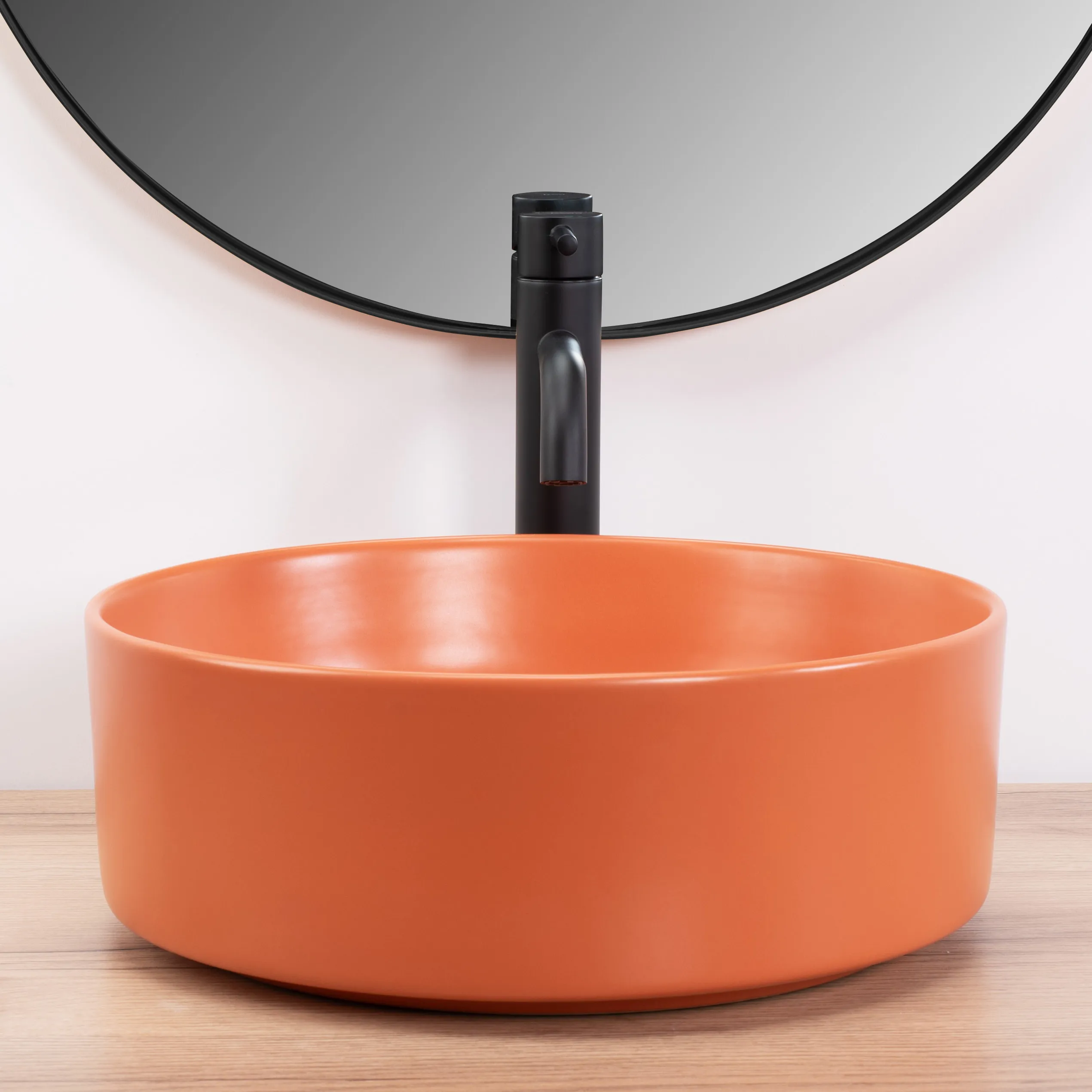 Lavoar pe blat formă rotundă lungime 37 cm culoare portocaliu model Sami Terra Mat [3]