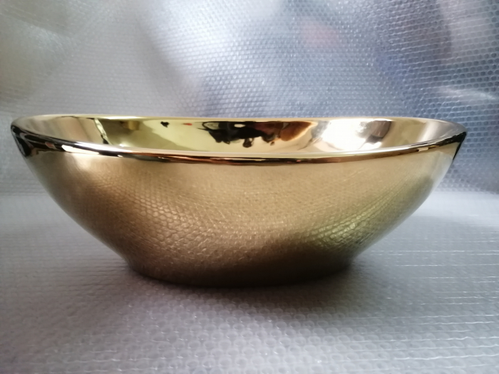 Lavoar baie pe blat formă ovală lungime 41 cm culoare auriu model Sofia Gold [6]