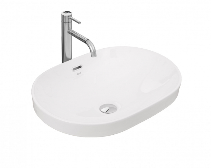 Lavoar încastrat în blat formă semiovală lungime 59 cm culoare alb model Arleta White [2]