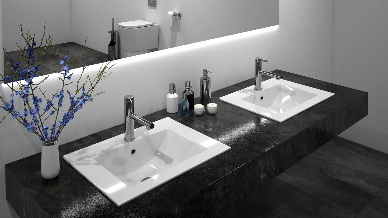 Lavoar încastrat în blat formă dreptunghiulară lungime 61.5 cm culoare alb model Dafne White [2]