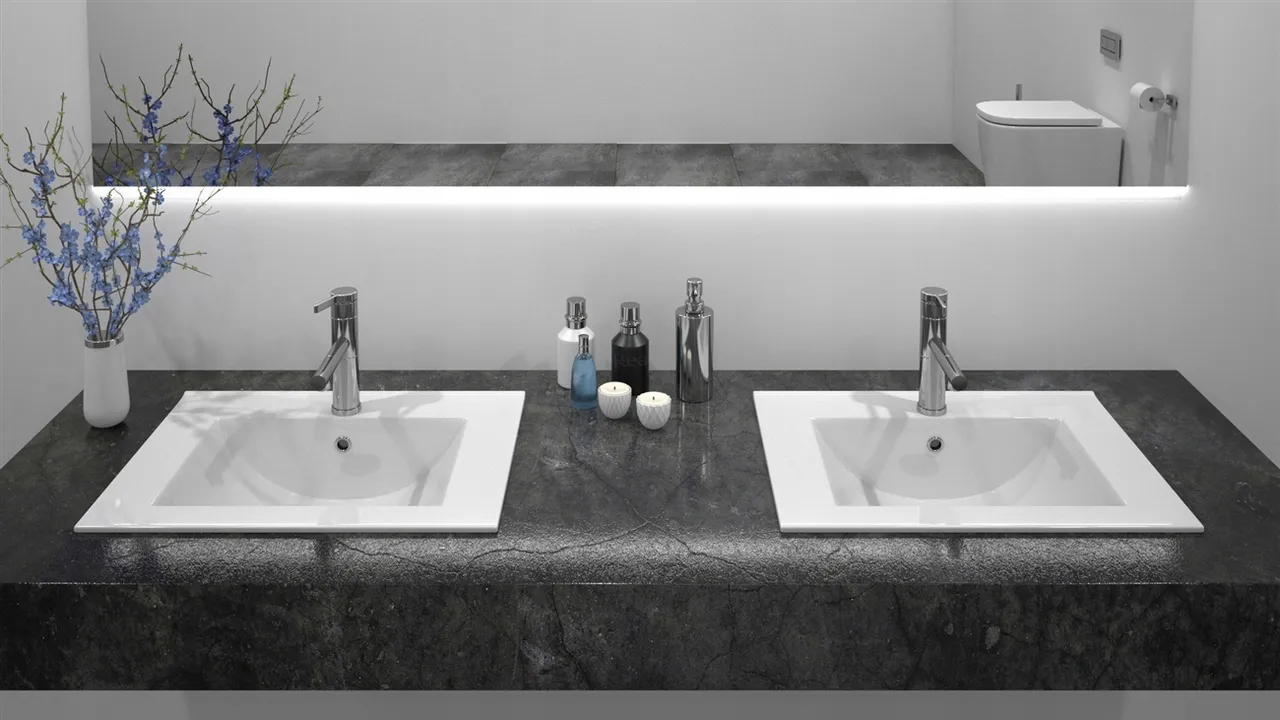 Lavoar încastrat în blat formă dreptunghiulară lungime 61.5 cm culoare alb model Dafne White [3]