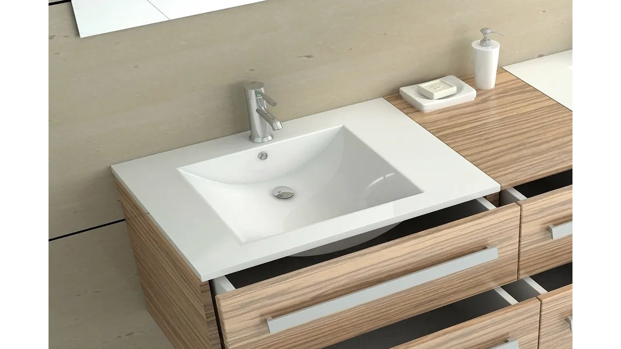 Lavoar încastrat în blat formă dreptunghiulară lungime 71.5 cm culoare alb model Dafne White [2]
