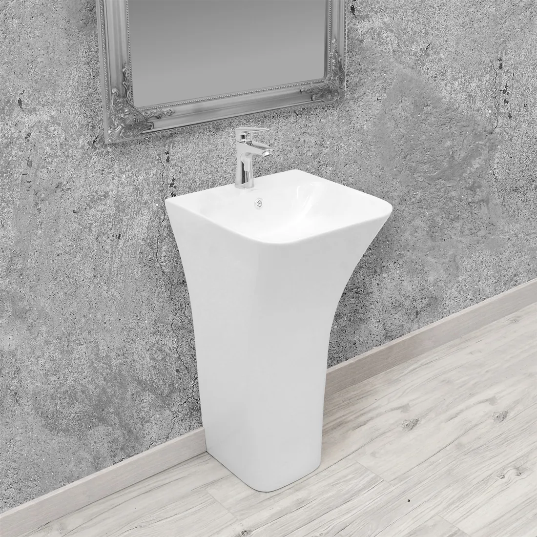 Lavoar independent formă pătrată înălțime 84 cm culoare alb model Ada Slim [2]