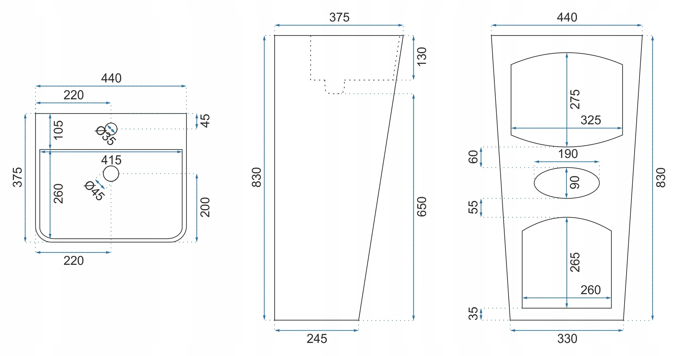 Lavoar independent formă pătrată înălțime 83 cm culoare alb model Aris White [5]