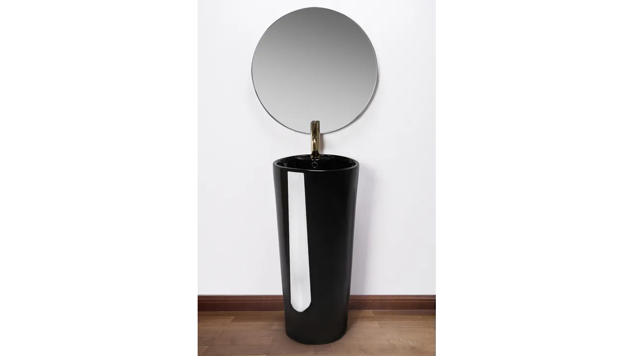 Lavoar independent formă rotundă înălțime 85 cm culoare neagră model Blanka Black [2]