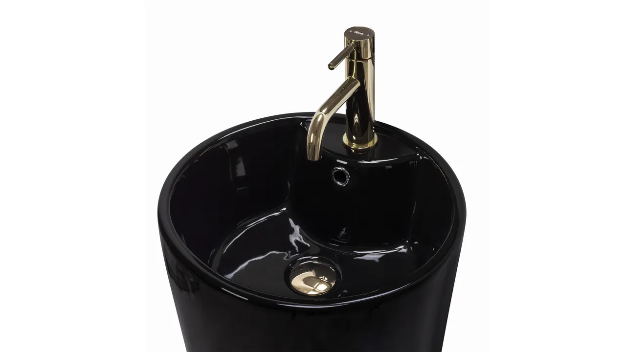 Lavoar independent formă rotundă înălțime 85 cm culoare neagră model Blanka Black [4]