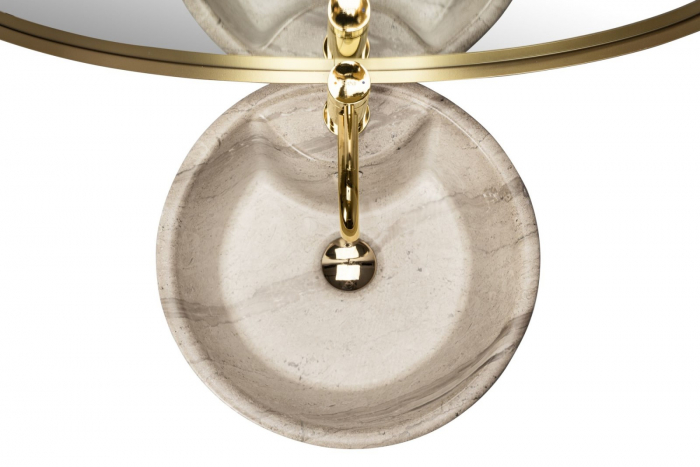 Lavoar independent formă rotundă înălțime 85 cm culoare crem model Blanka Natural Mat [4]