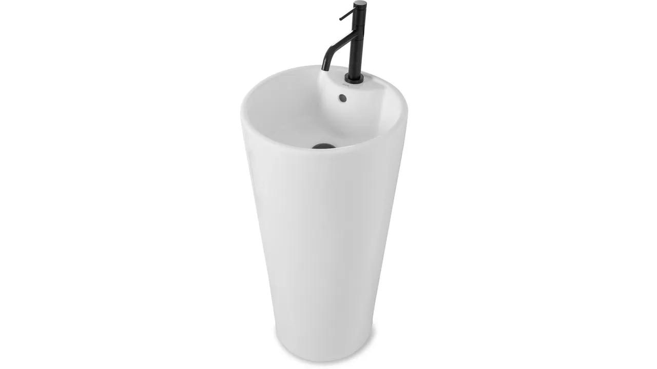 Lavoar independent formă rotundă înălțime 85 cm culoare albă model Blanka White [3]