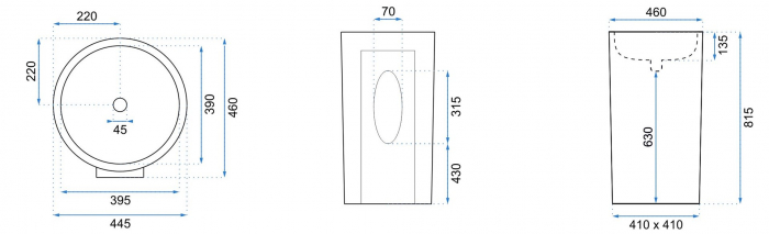 Lavoar independent formă rotundă înălțime 81.5 cm culoare albă model Estera [6]
