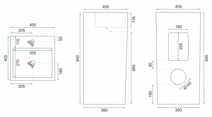 Lavoar independent formă pătrată înălțime 84 cm culoare alb model Mia White [5]