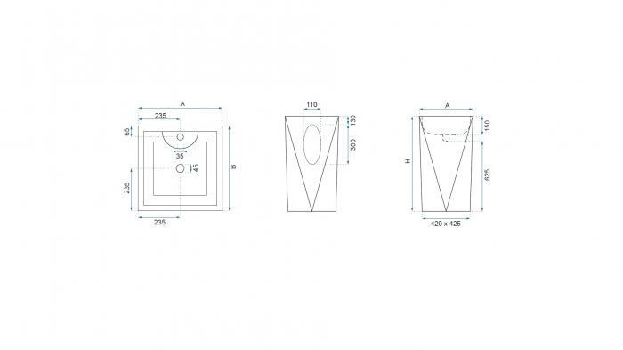 Lavoar independent formă hexagonală înălțime 81.5 cm culoare albă model Monte White [5]