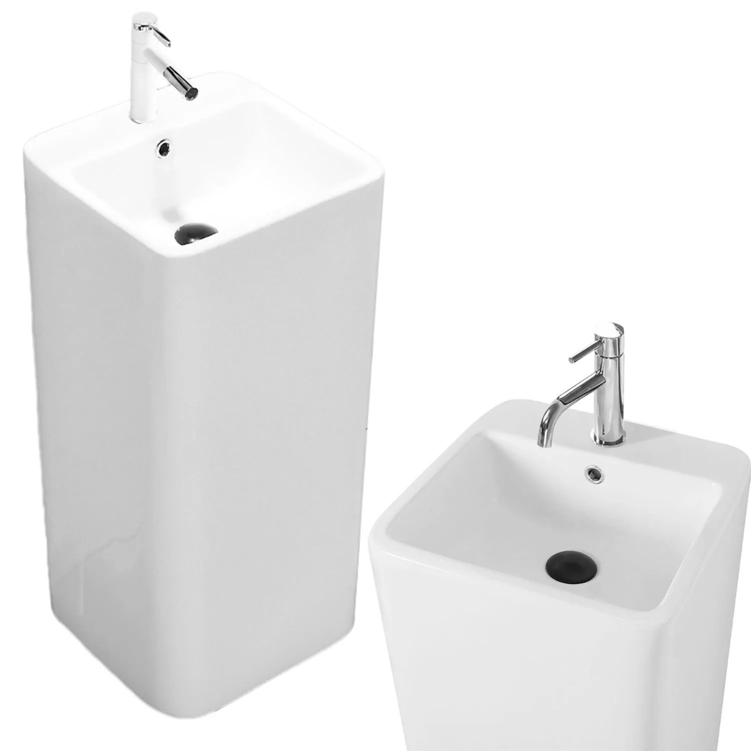 Lavoar independent formă pătrată înălțime 81 cm culoare albă model Calani Frida [4]