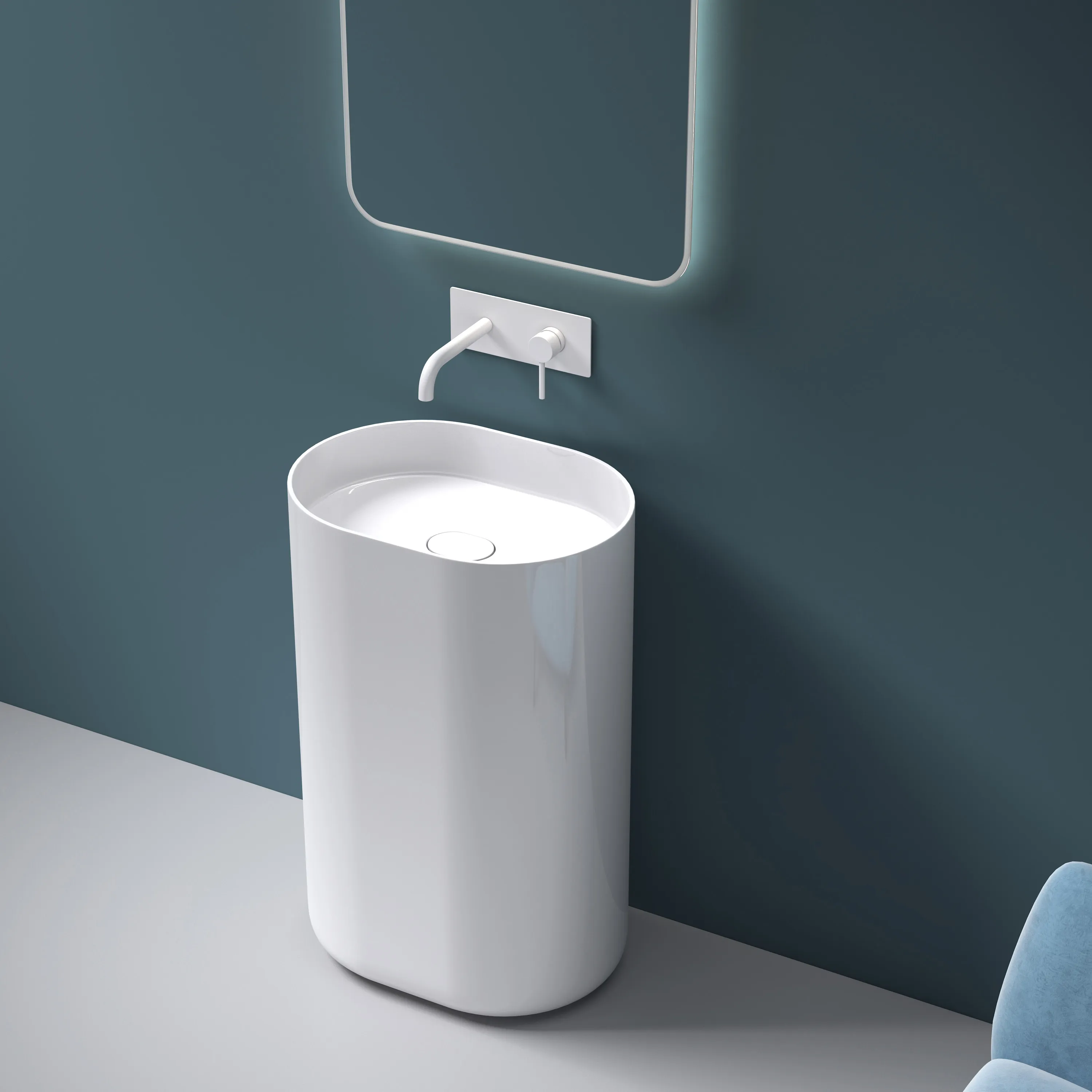 Lavoar independent formă semiovală înălțime 85 cm finisaj alb model Dolce White [3]