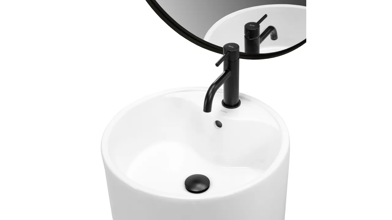 Lavoar independent formă rotundă înălțime 84 cm culoare albă model Anya [7]