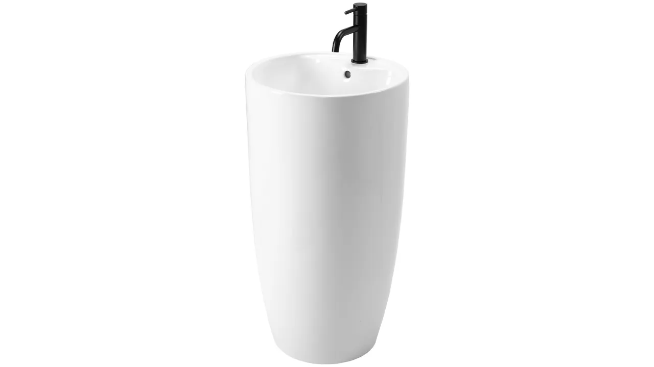 Lavoar independent formă rotundă înălțime 84 cm culoare albă model Anya [3]