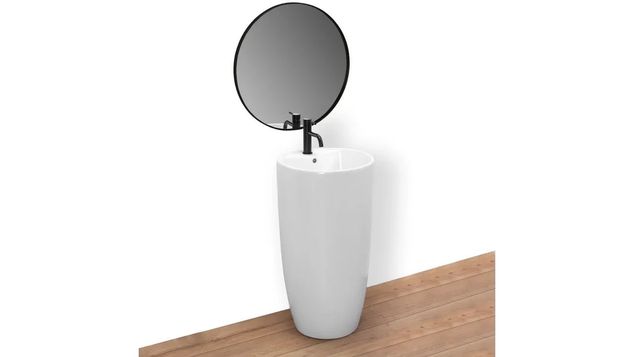 Lavoar independent formă rotundă înălțime 84 cm culoare albă model Anya [5]