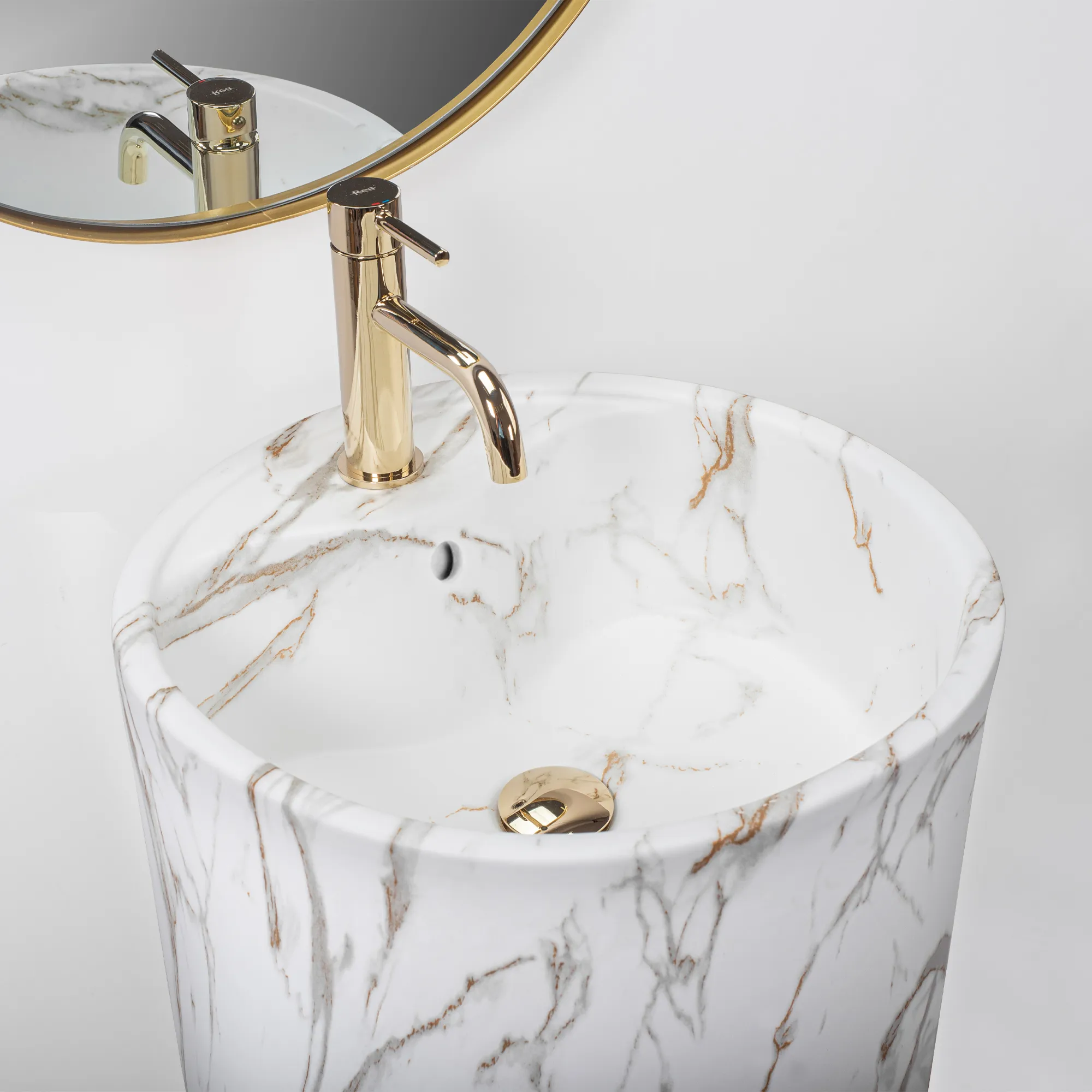 Lavoar independent formă rotundă înălțime 84 cm culoare albă/crem model Anya Lava Matt [6]