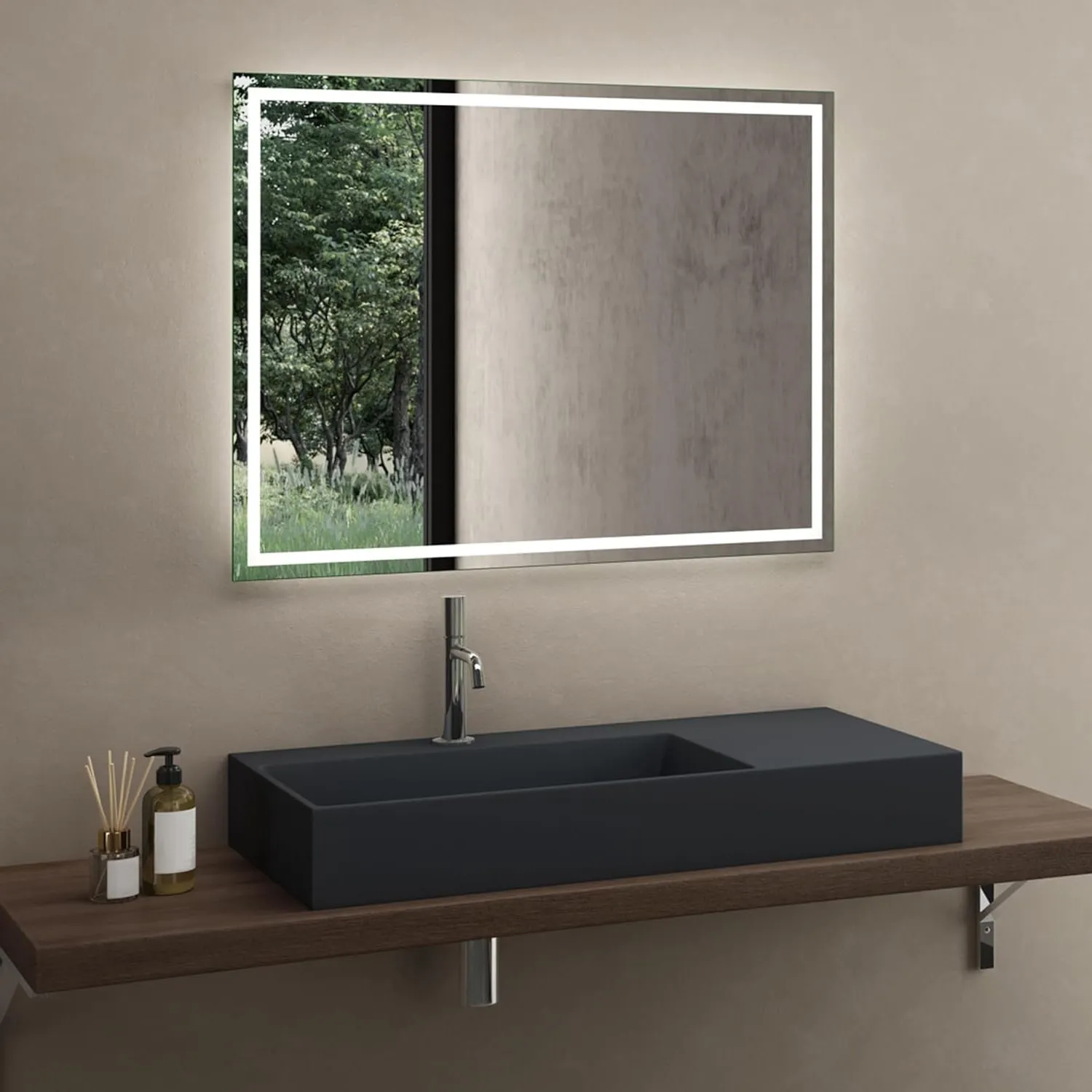 Lavoar pe blat formă dreptunghiulară lungime 75 cm culoare gri mat model Archi Grey Mat [2]