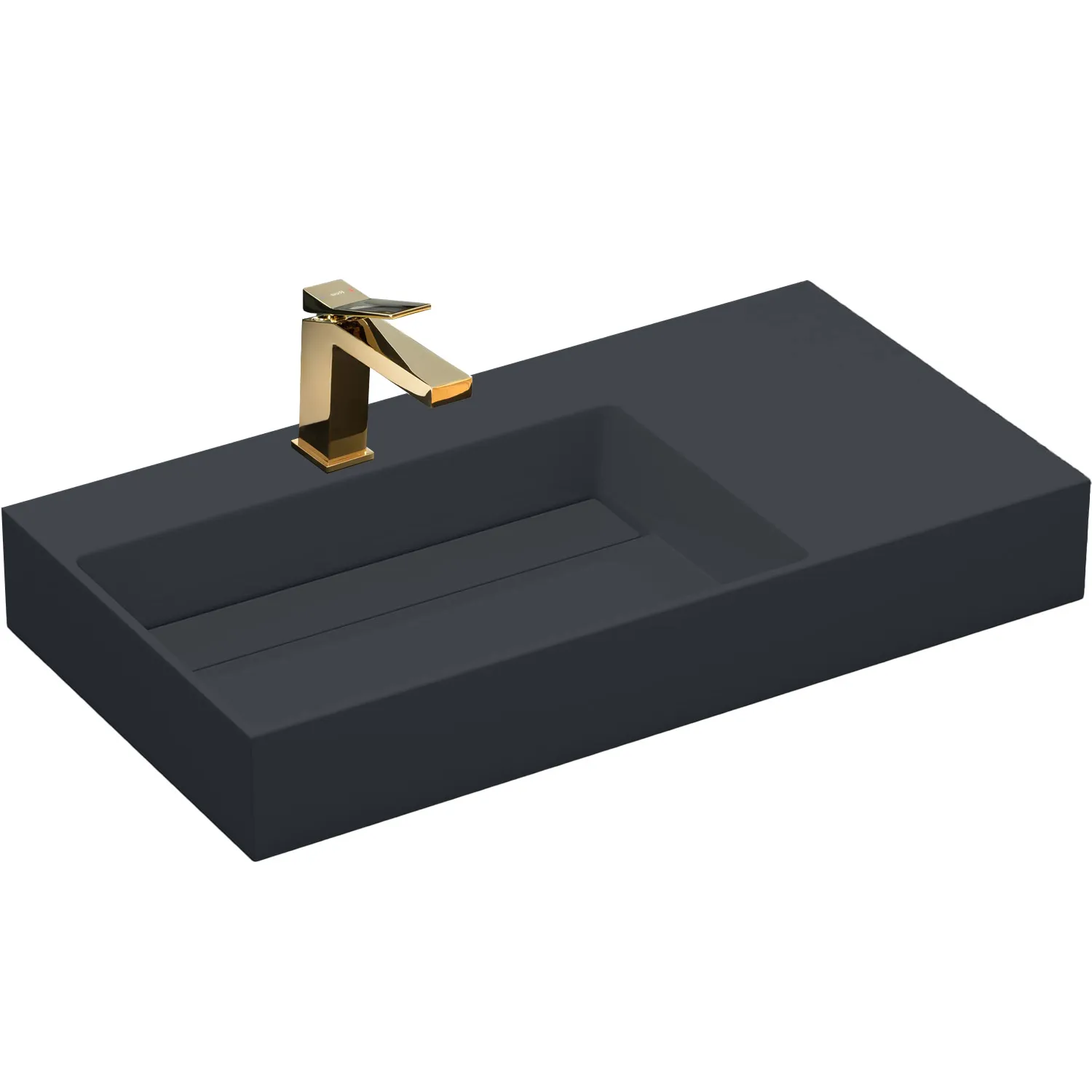 Lavoar pe blat formă dreptunghiulară lungime 75 cm culoare gri mat model Archi Grey Mat [1]
