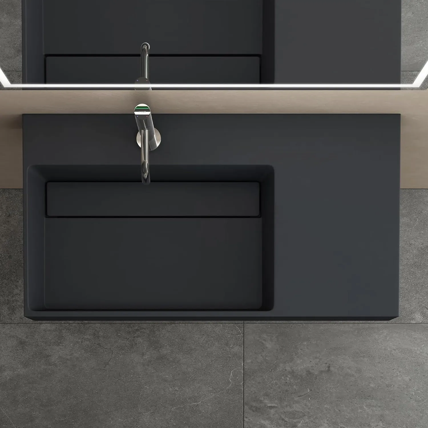 Lavoar pe blat formă dreptunghiulară lungime 90 cm culoare gri mat model Archi Grey Mat [5]