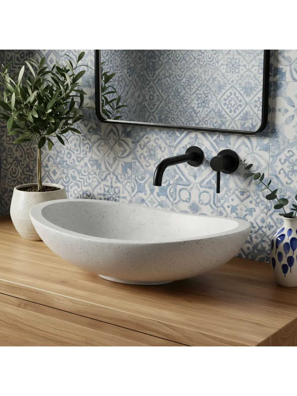 Lavoar pe blat formă ovală lungime 46.5 cm culoare bej model Leona [4]