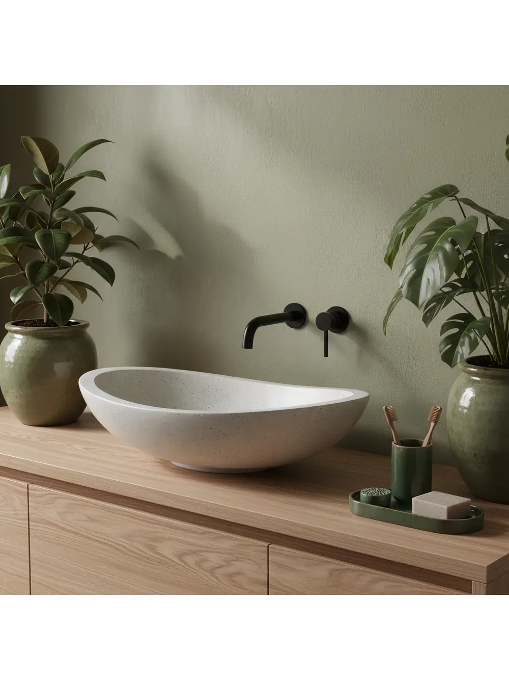 Lavoar pe blat formă ovală lungime 46.5 cm culoare bej model Leona [3]