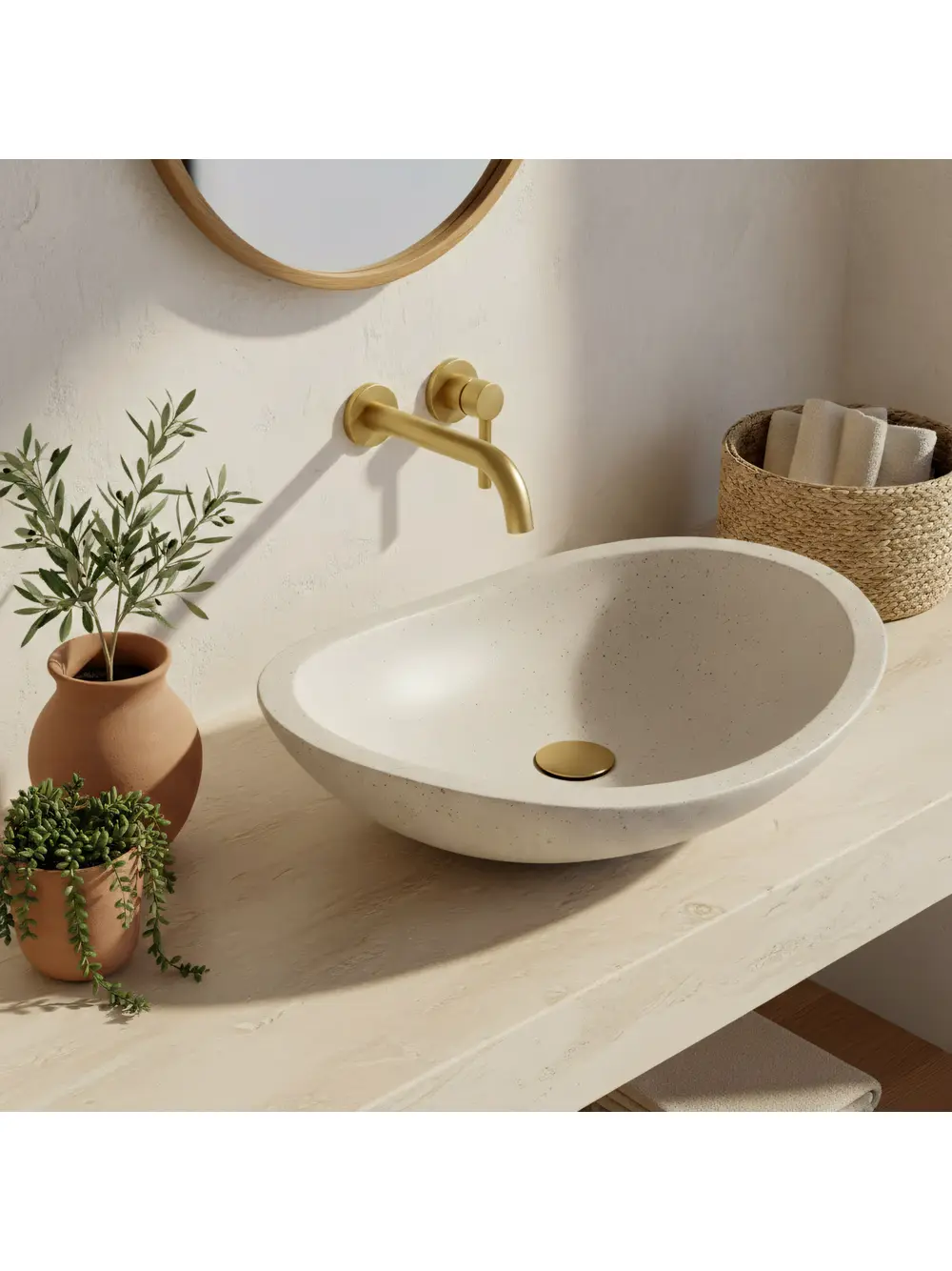 Lavoar pe blat formă ovală lungime 46.5 cm culoare bej model Leona [2]