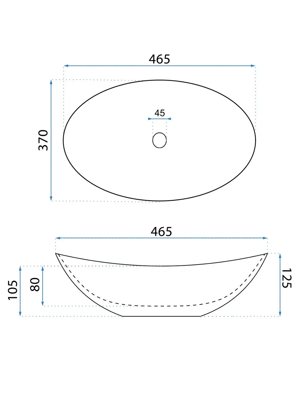 Lavoar pe blat formă ovală lungime 46.5 cm culoare bej model Leona [7]