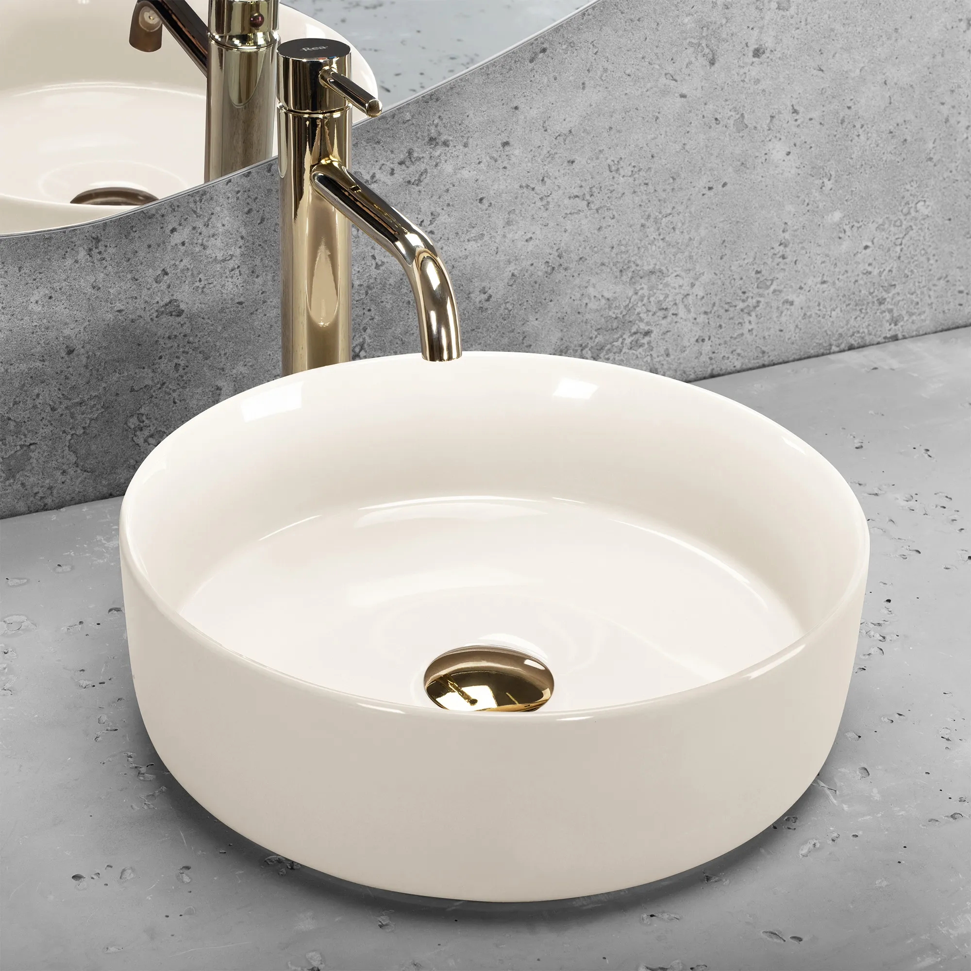 Lavoar pe blat formă rotundă diametru 36 cm finisaj ecru model Sami Ecru Shiny [2]