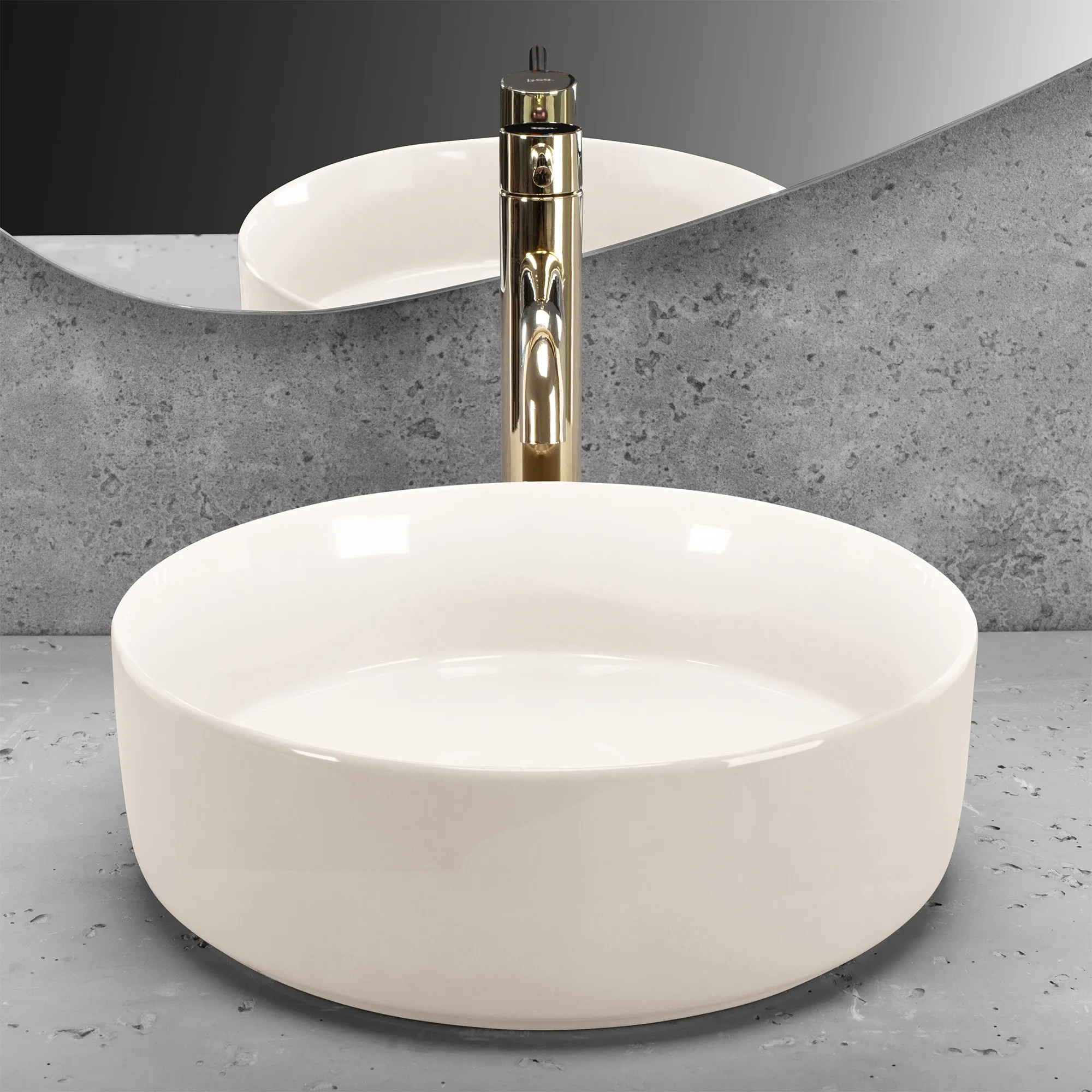 Lavoar pe blat formă rotundă diametru 36 cm finisaj ecru model Sami Ecru Shiny [3]