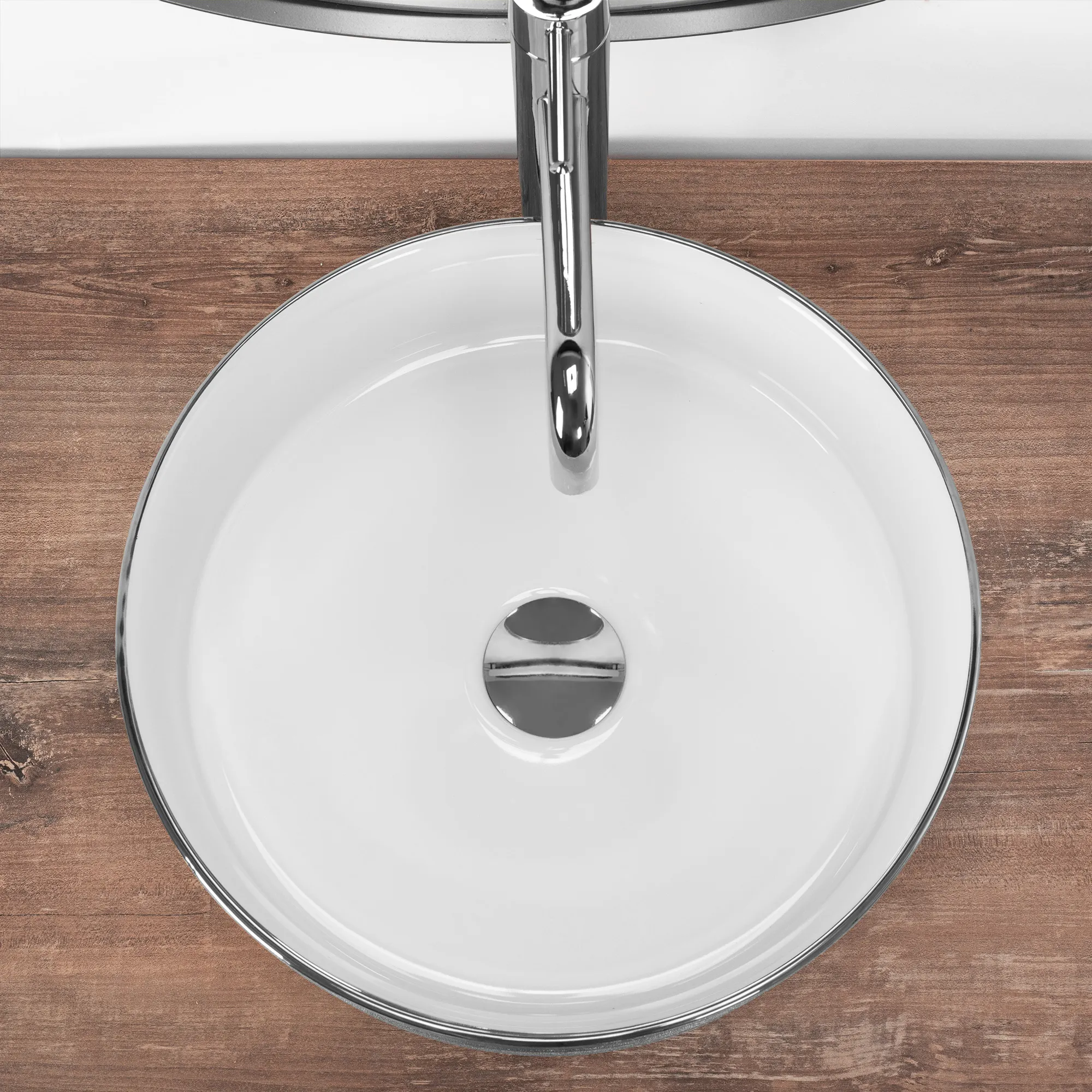 Lavoar pe blat formă rotundă diametru 36 cm finisaj alb/argintiu periat model Sami Brushed Silver [4]