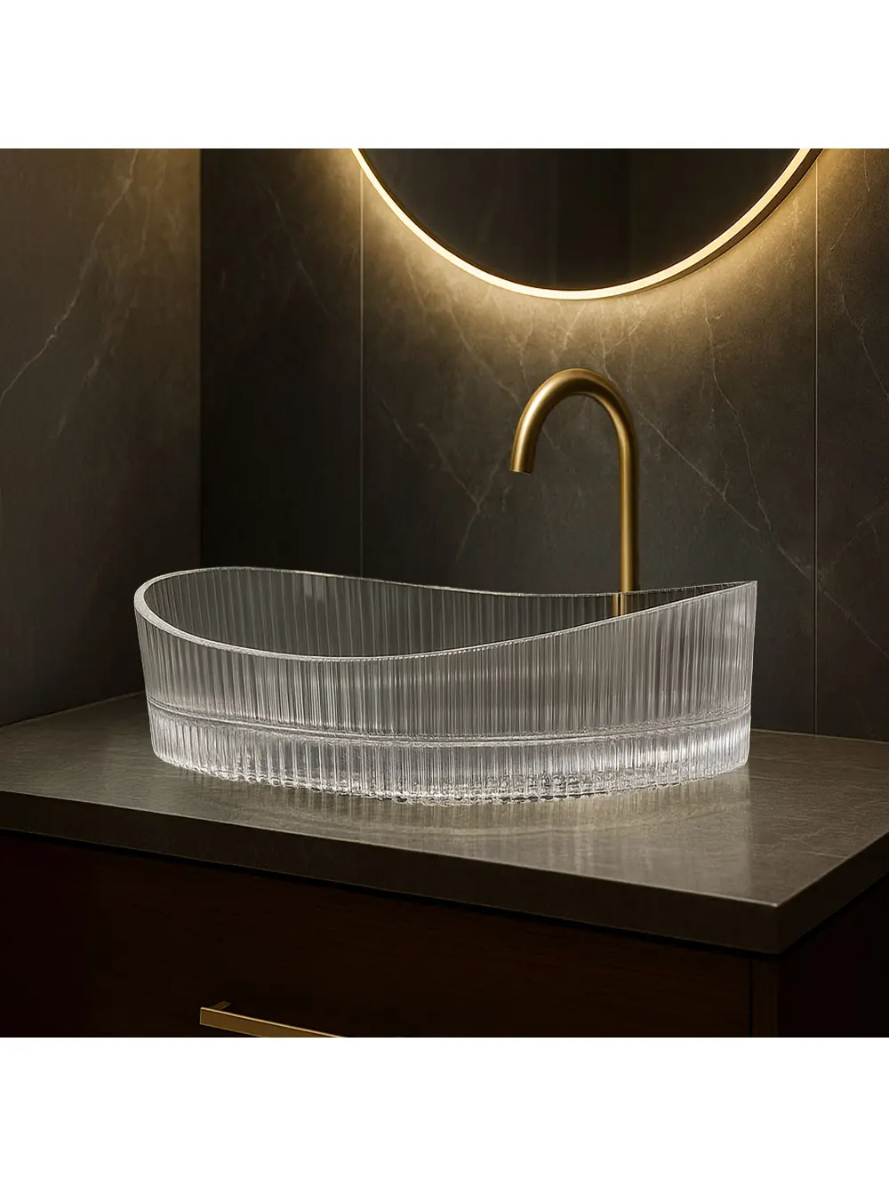 Lavoar pe blat formă ovală lungime 50 cm culoare transparentă model Harper Transparent [5]