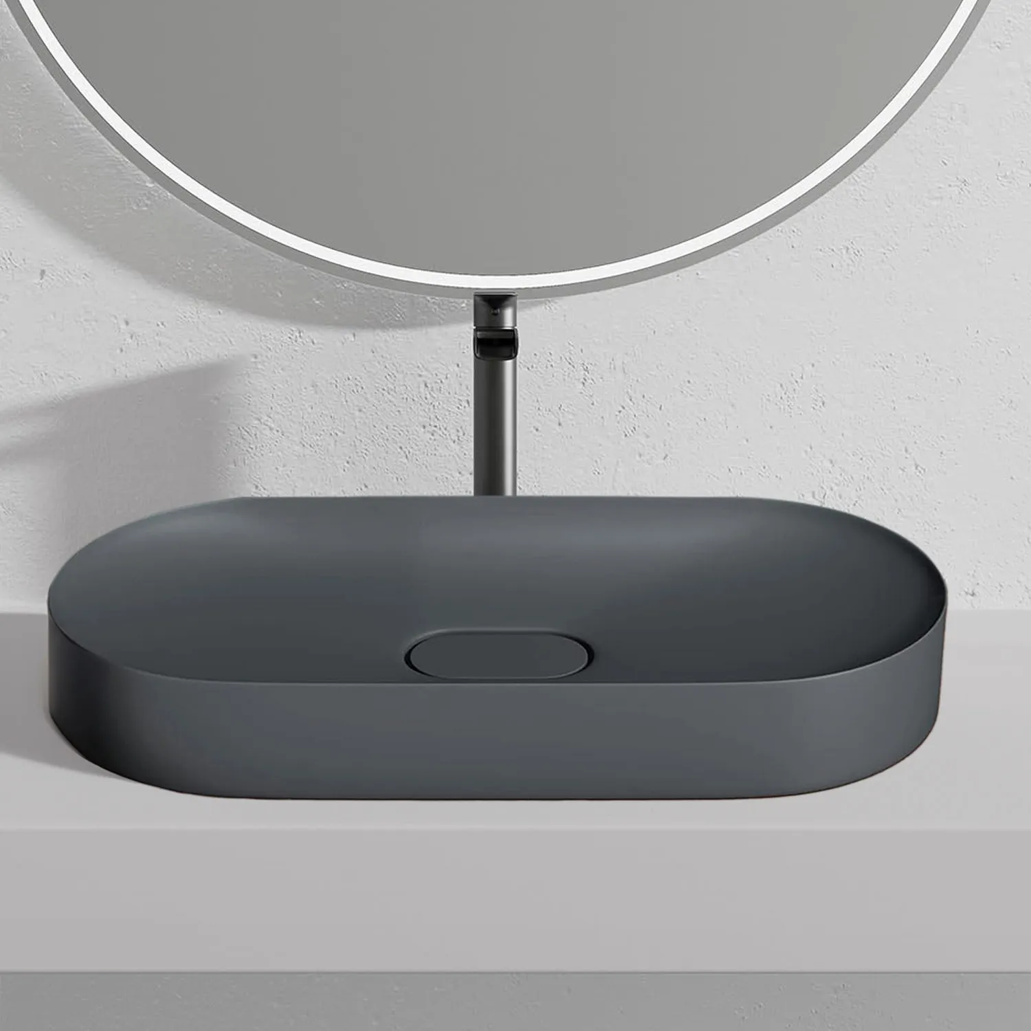 Lavoar pe blat formă semiovală lungime 70 cm culoare gri mat model Iris Grey Mat [2]