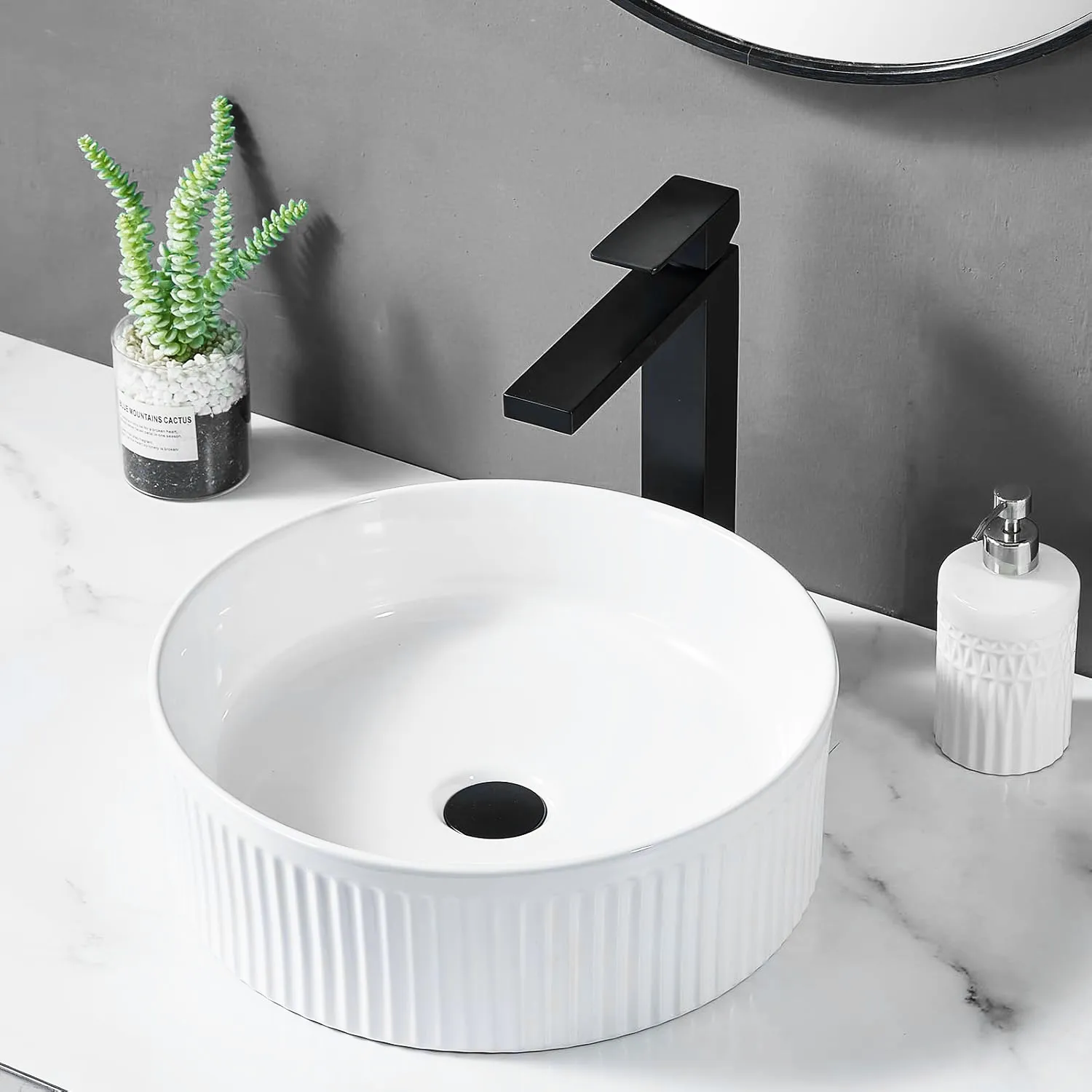 Lavoar pe blat formă rotundă lungime 36 cm culoare alb model Selina [3]