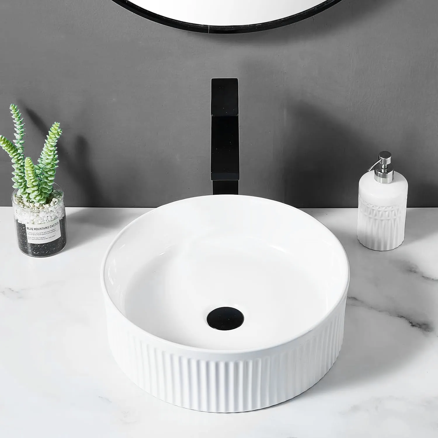 Lavoar pe blat formă rotundă lungime 36 cm culoare alb model Selina [4]