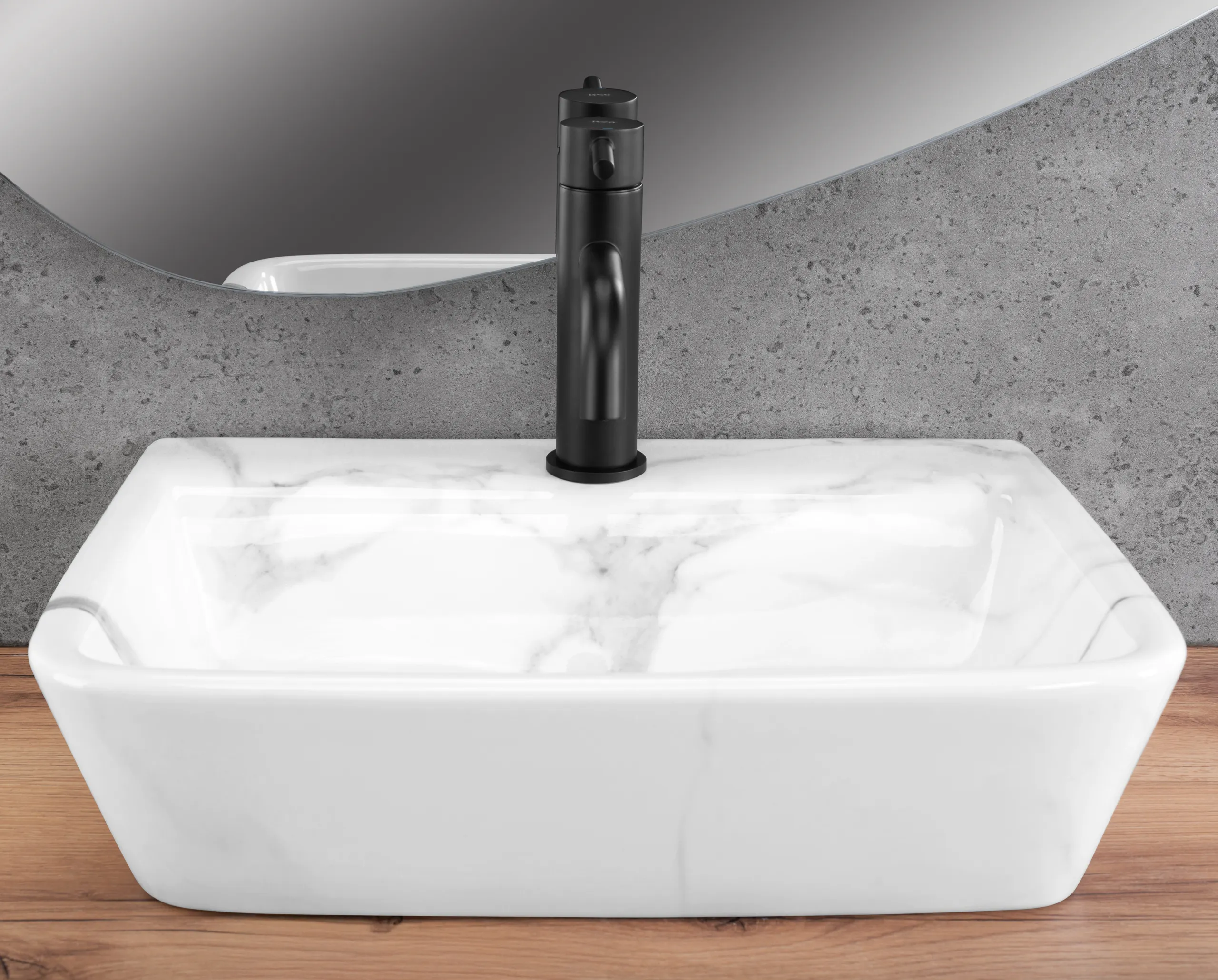 Lavoar pe blat formă dreptunghiulară lungime 45 cm finisaj imitație de piatră model Altea Cloudy [4]
