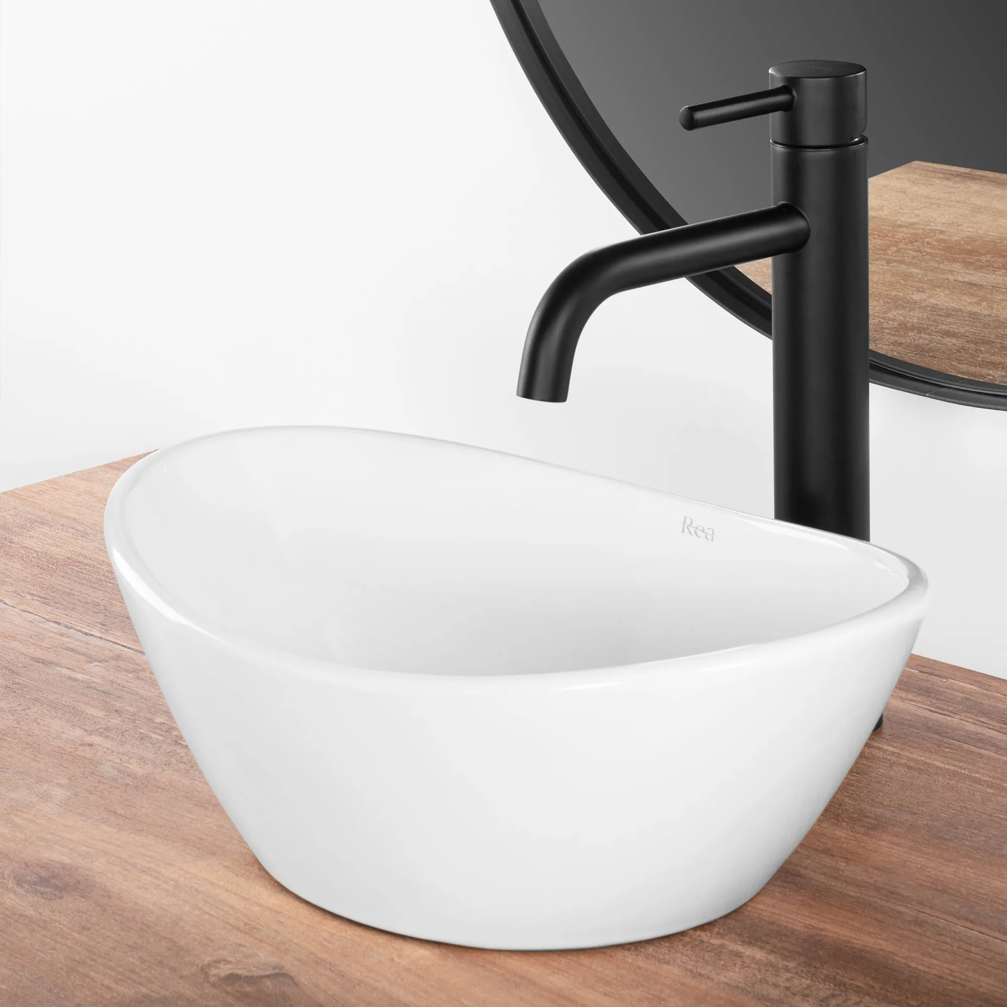 Lavoar pe blat formă semiovală lungime 36 cm culoare alb model Kate [4]