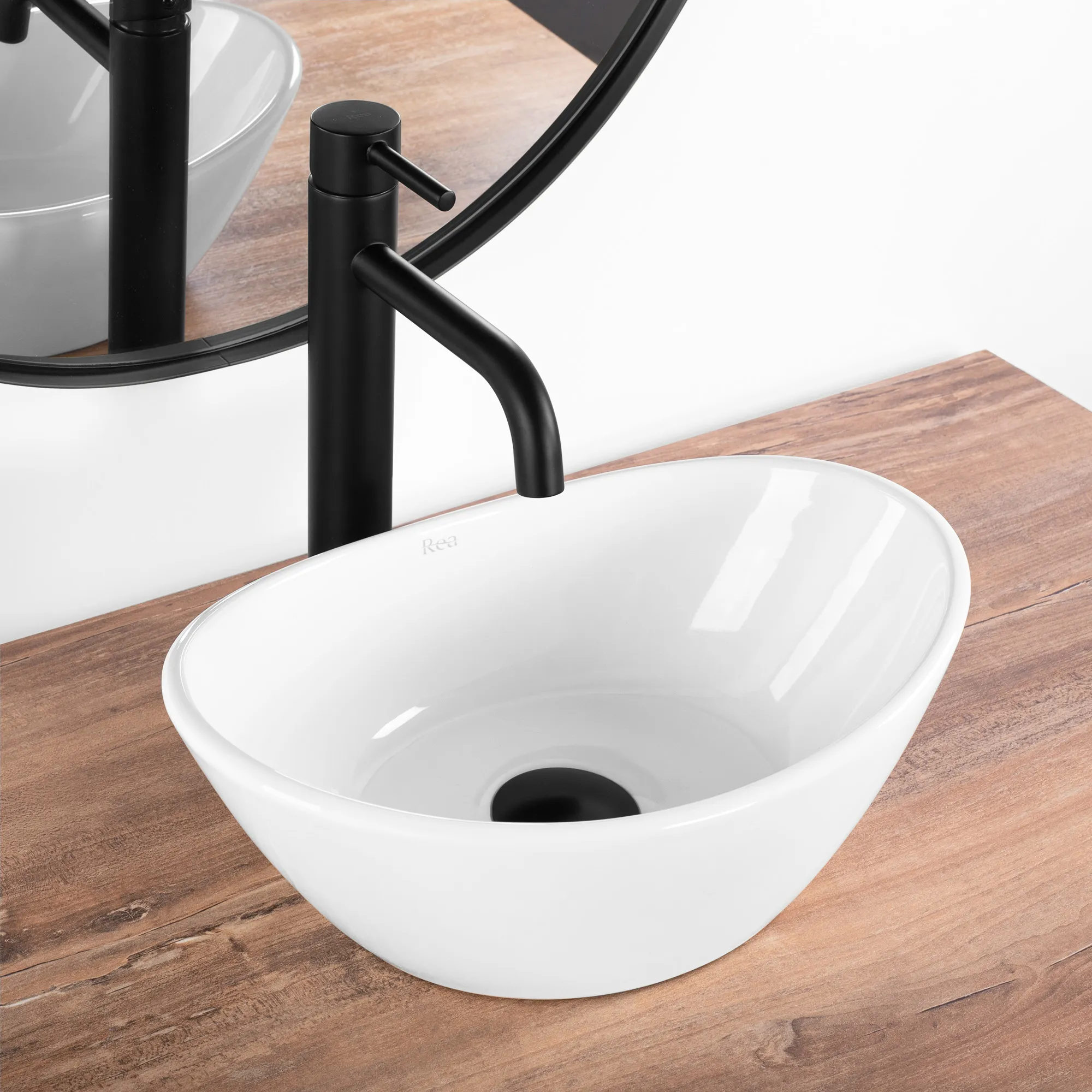 Lavoar pe blat formă semiovală lungime 36 cm culoare alb model Kate [2]