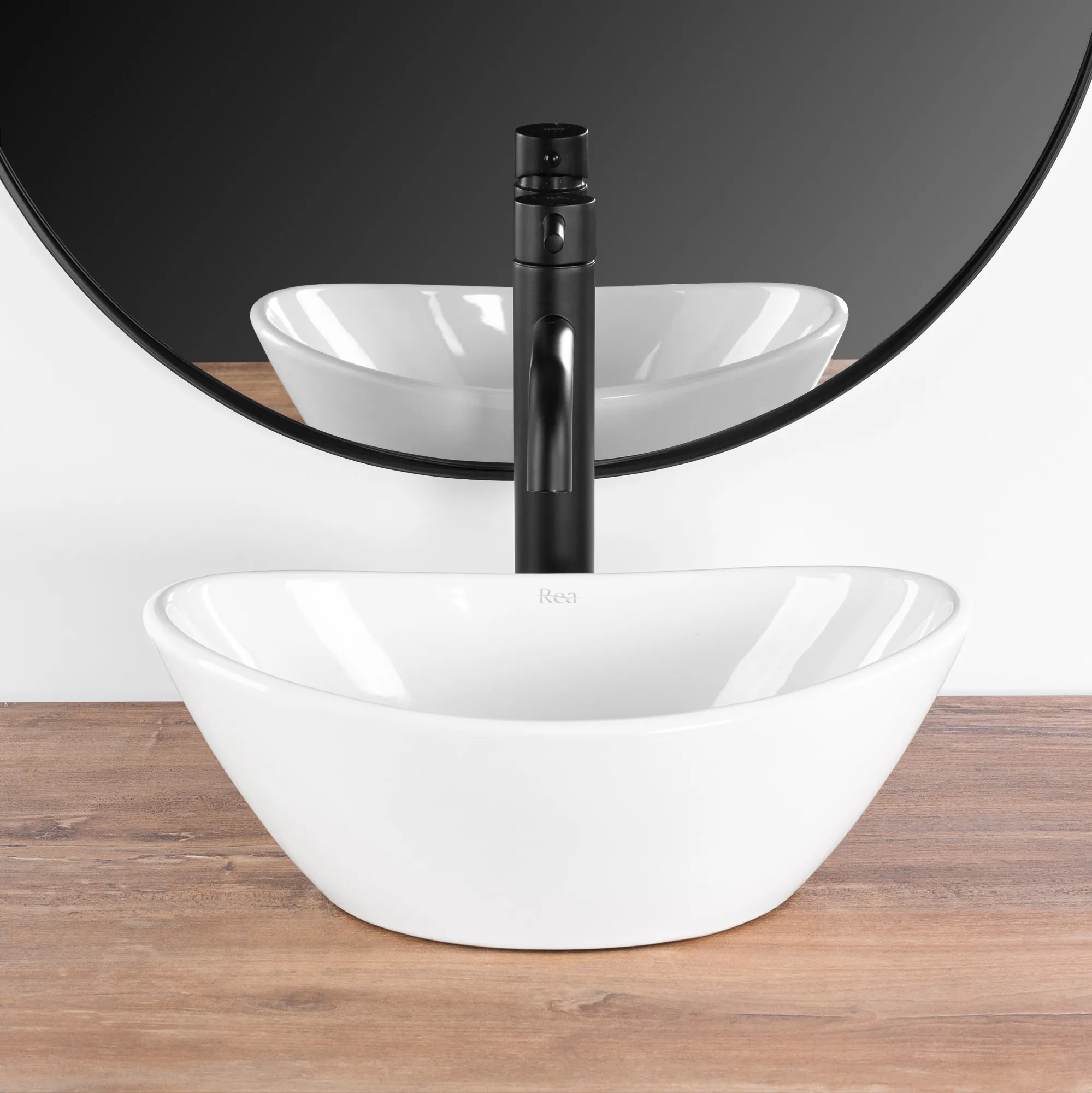 Lavoar pe blat formă semiovală lungime 36 cm culoare alb model Kate [3]